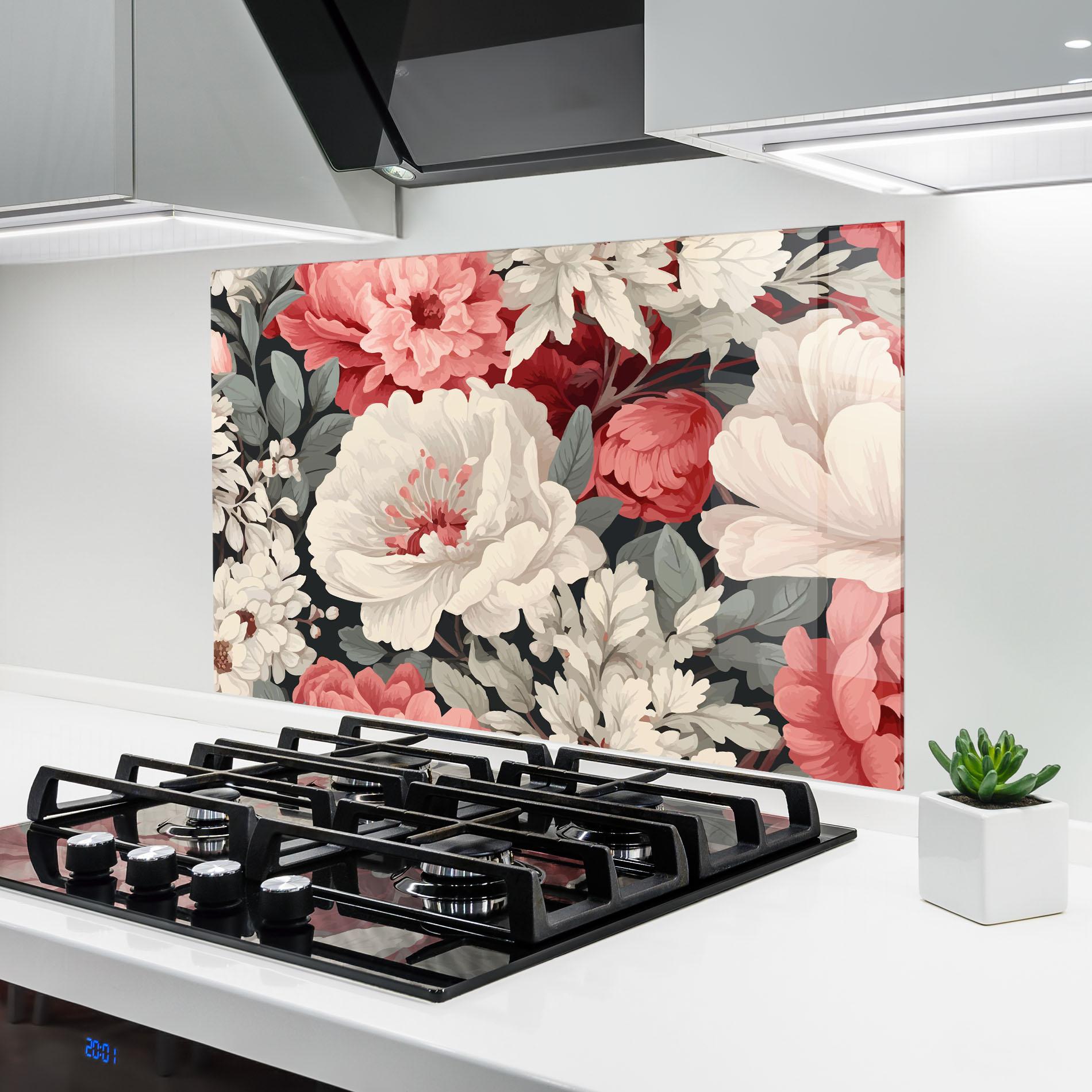 Panou Sticla Bucatarie Cream Pink Rose mockup 6