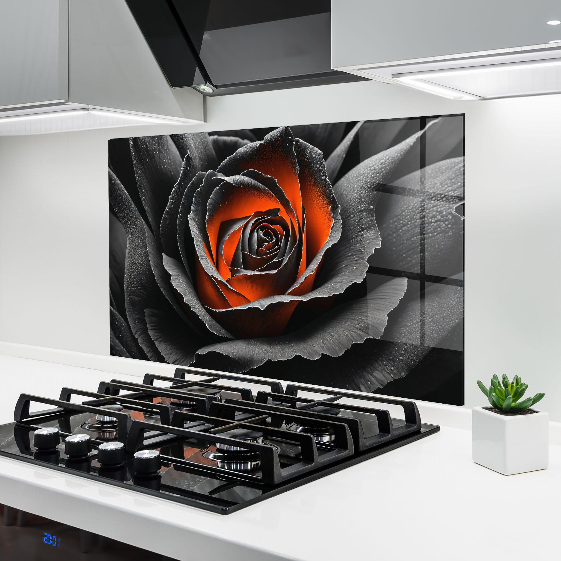 Panou Sticla Bucatarie Grey Orange Rose mockup 6