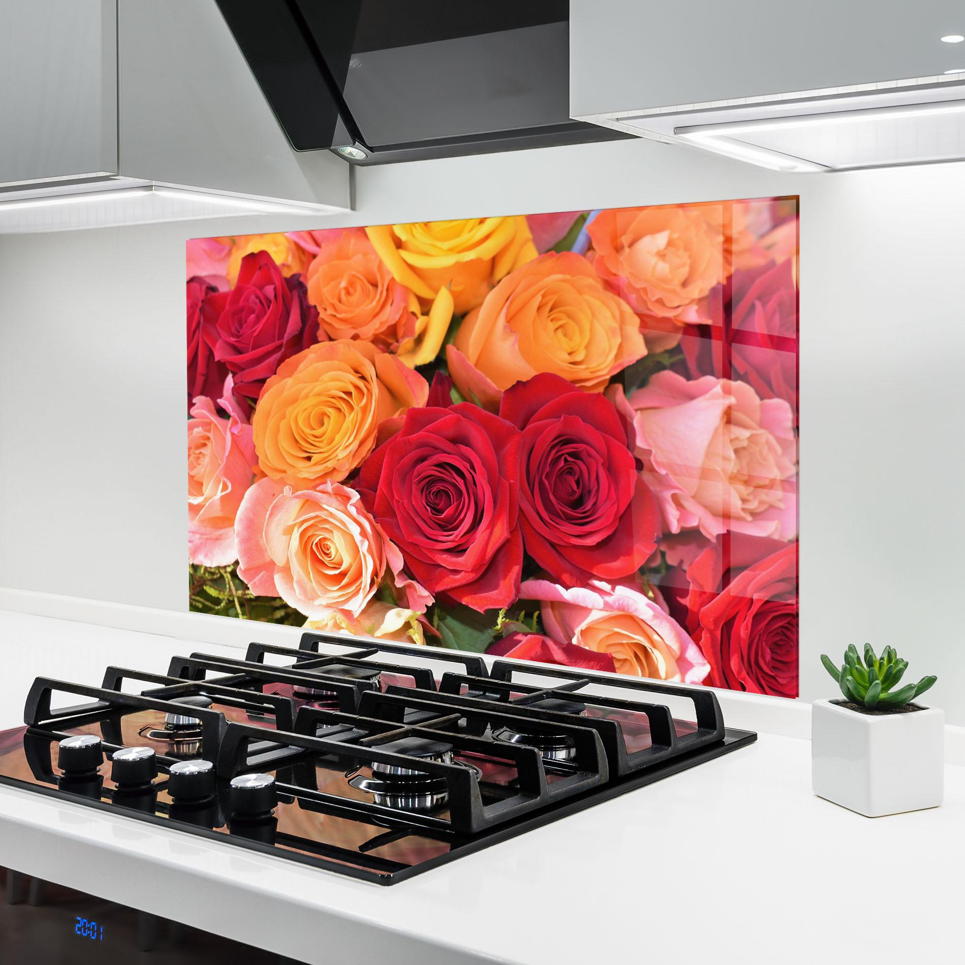 Panou Sticla Bucatarie Mixed Roses mockup 6