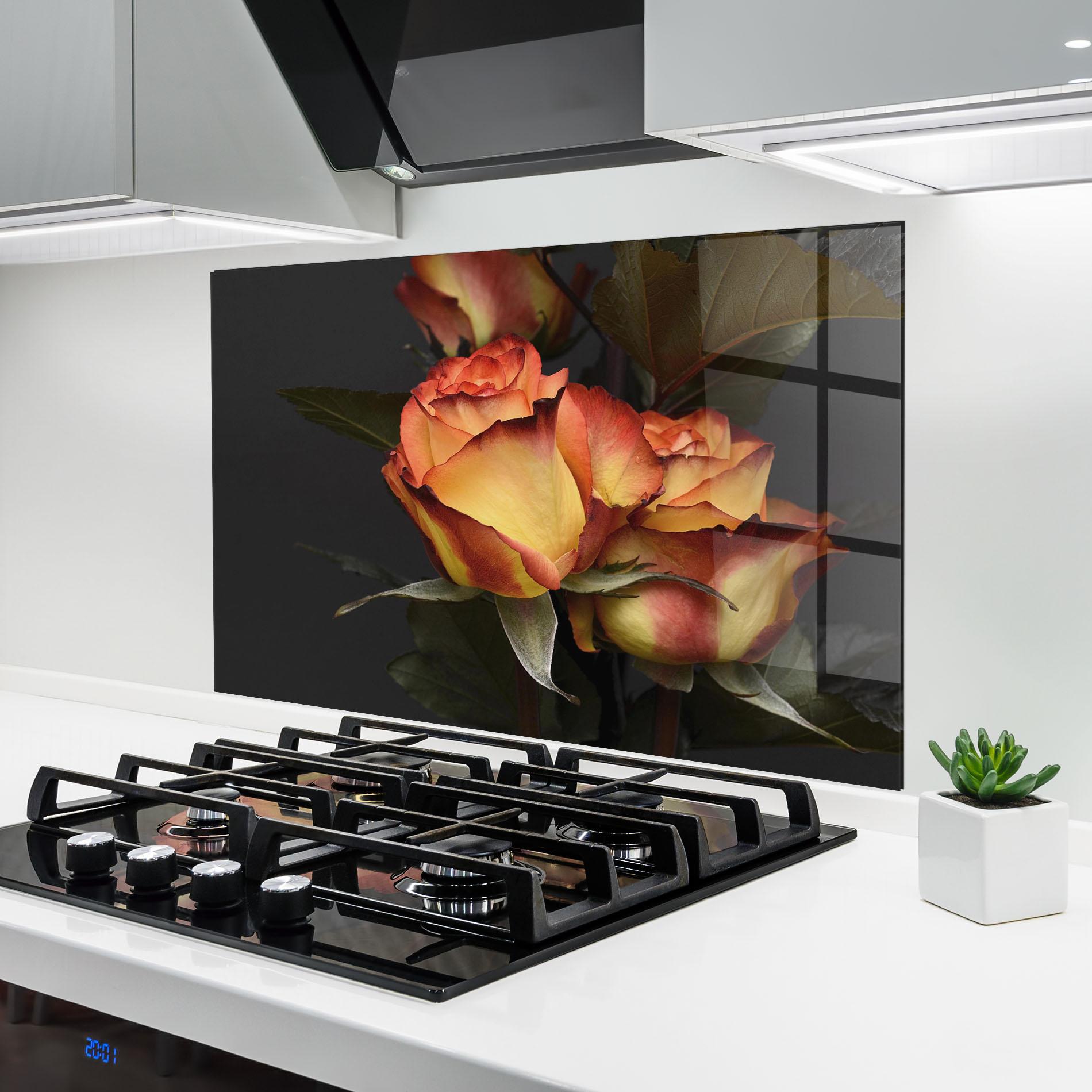 Panou Sticla Bucatarie Orange Rose mockup 6