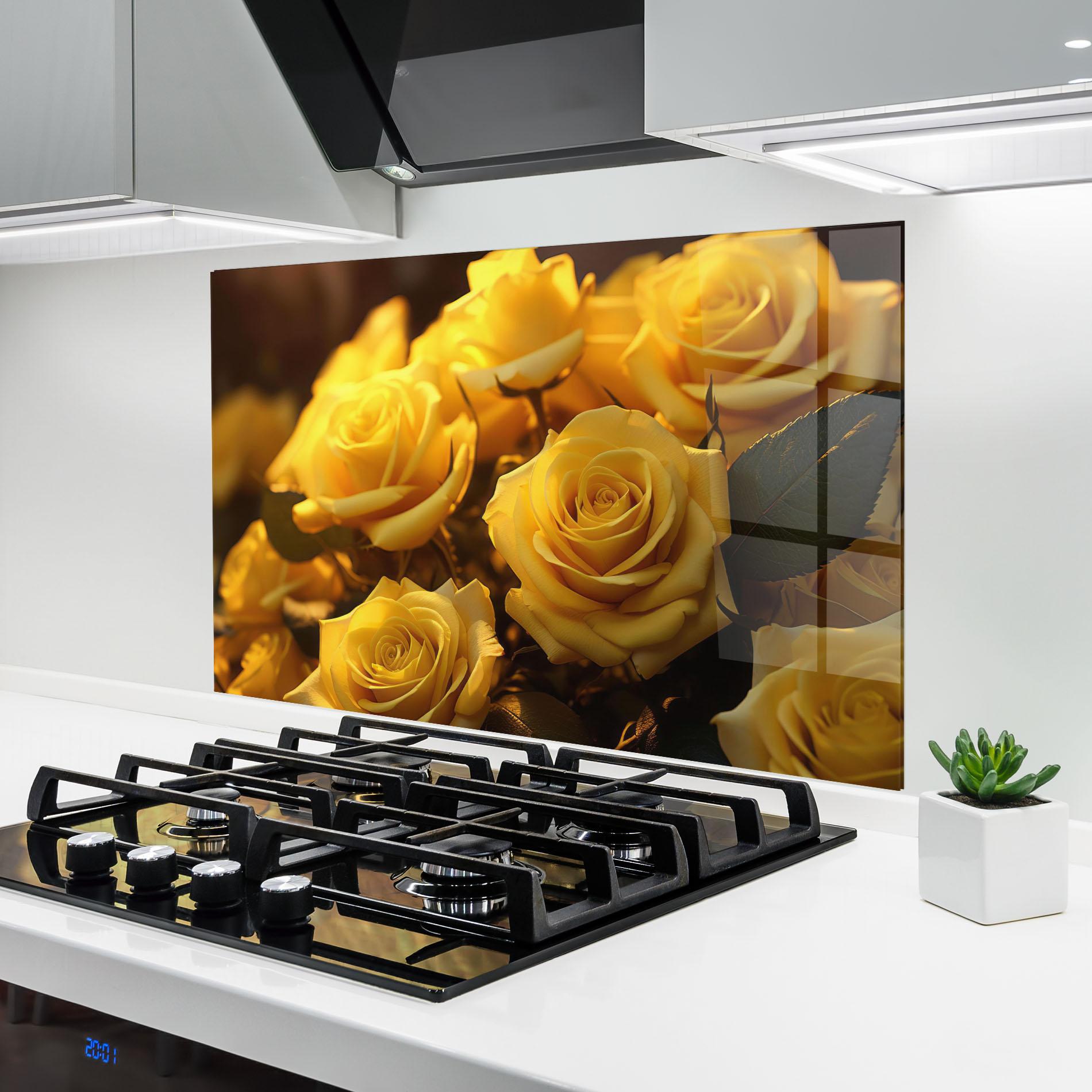 Panou Sticla Bucatarie Yellow Rose mockup 6