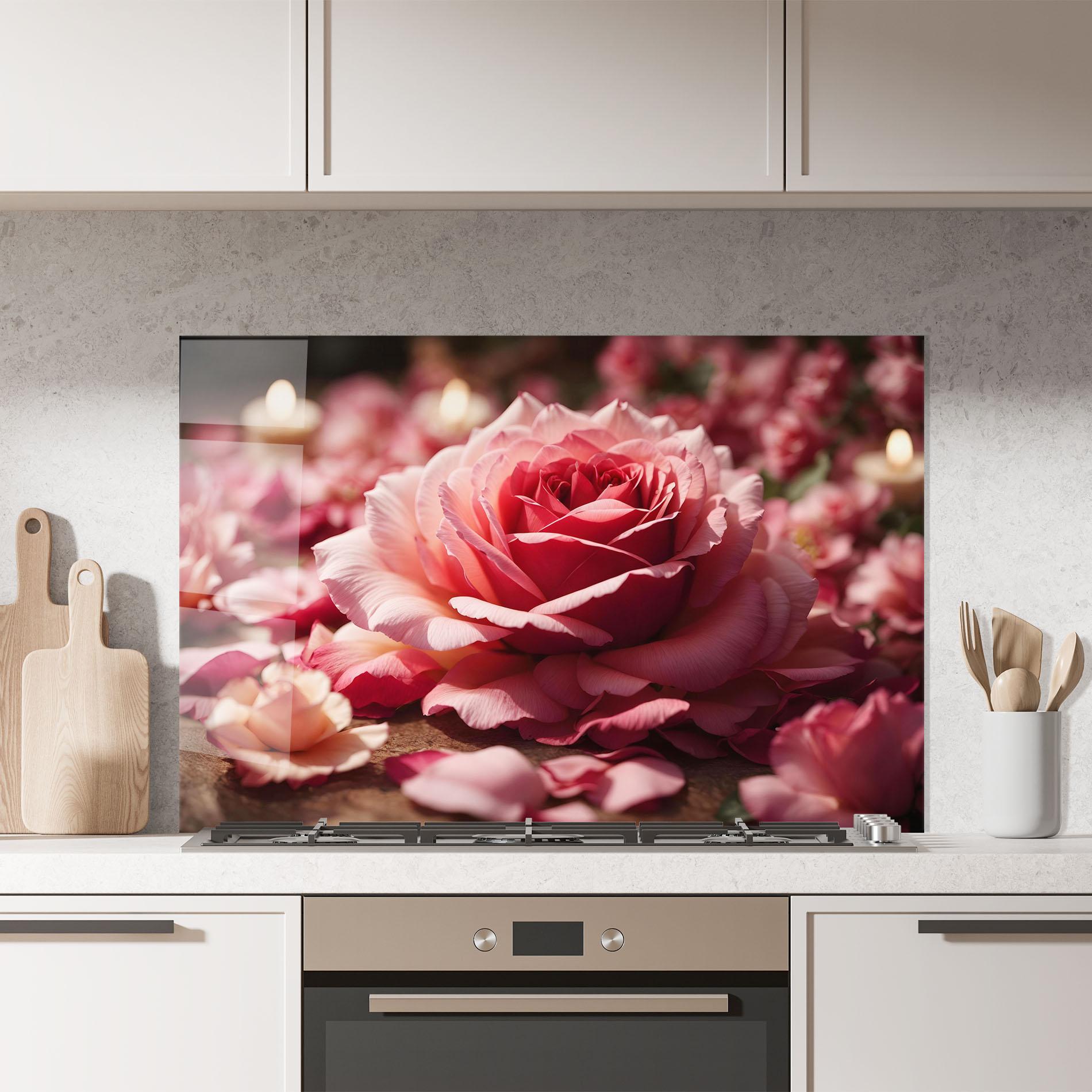Panou Sticla Bucatarie Big Pink Rose mockup 7