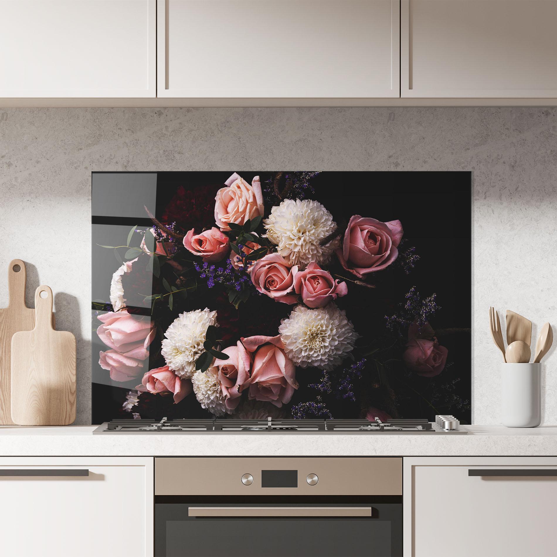 Panou Sticla Bucatarie Buchet De Trandafiri mockup 7