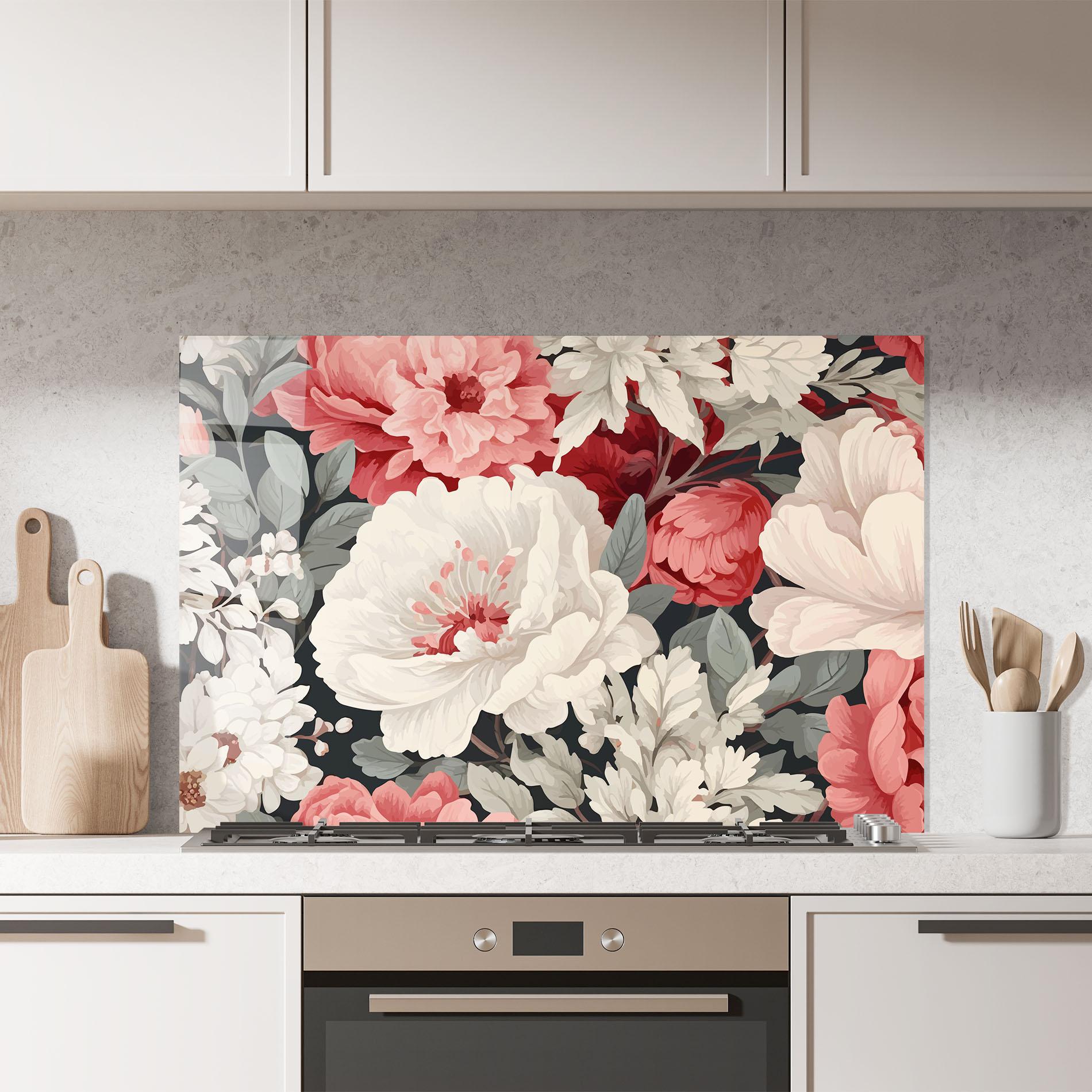 Panou Sticla Bucatarie Cream Pink Rose mockup 7