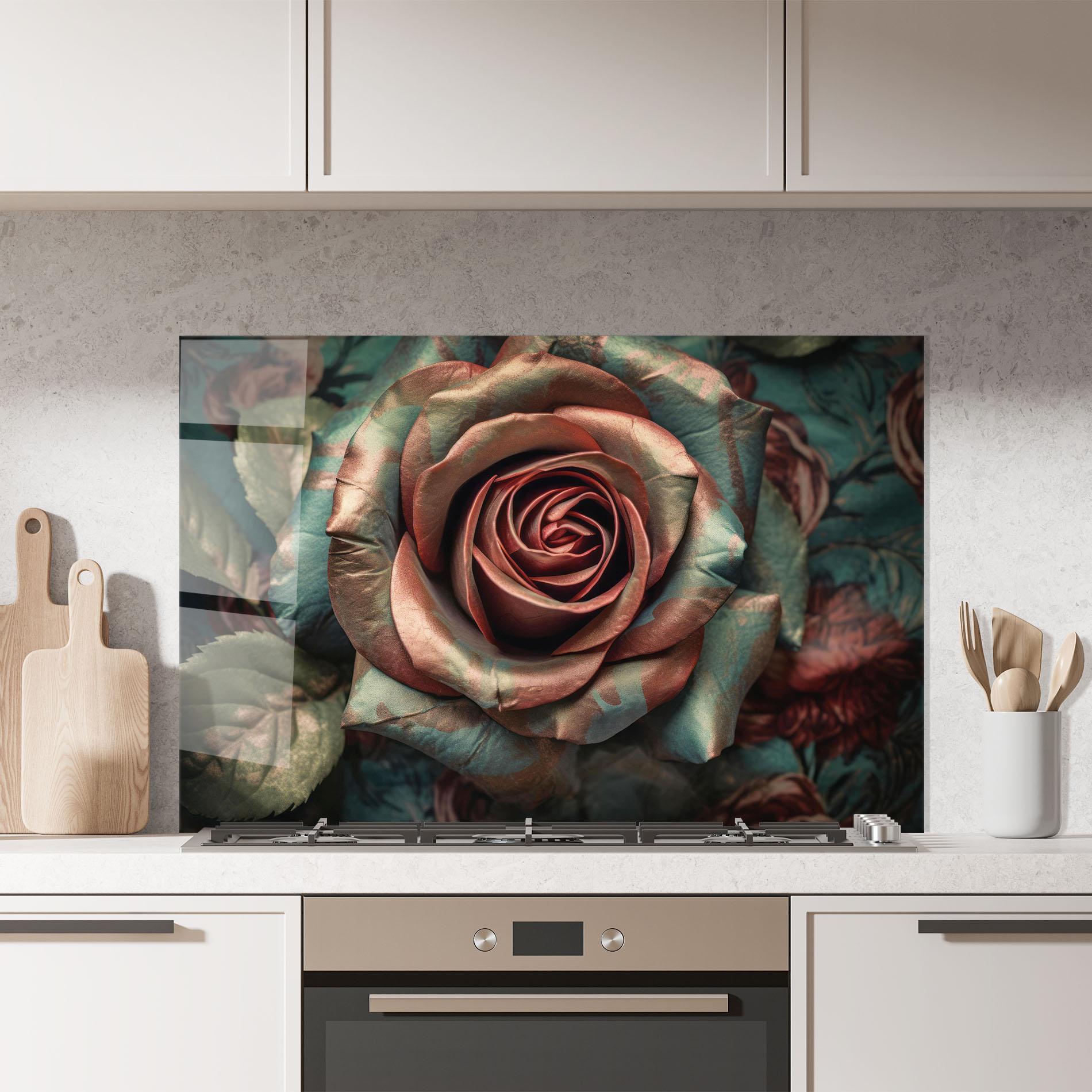 Panou Sticla Bucatarie Exotic Blue Rose mockup 7