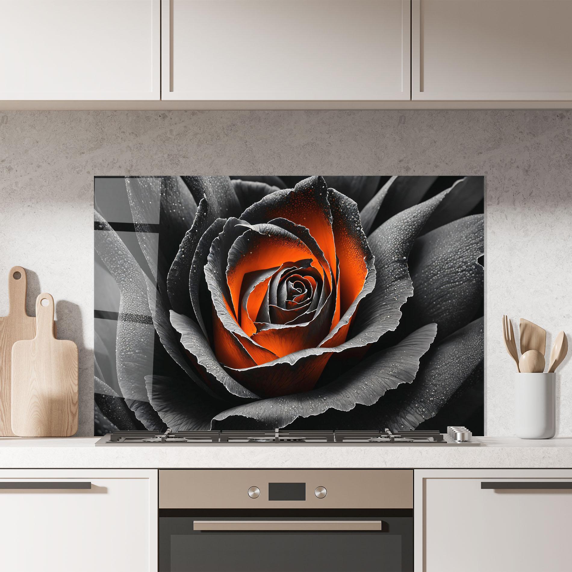 Panou Sticla Bucatarie Grey Orange Rose mockup 7