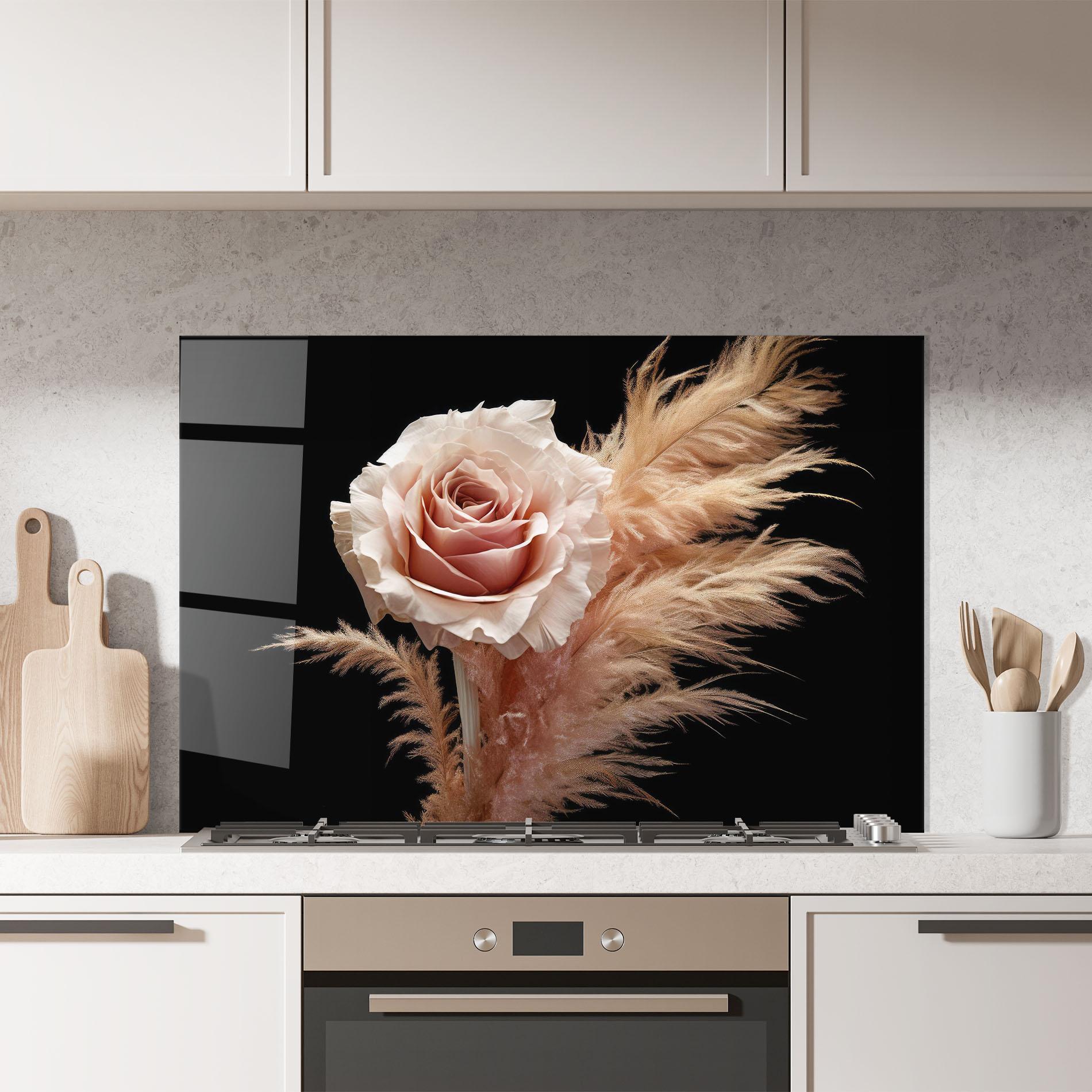 Panou Sticla Bucatarie Light Pink Rose mockup 7