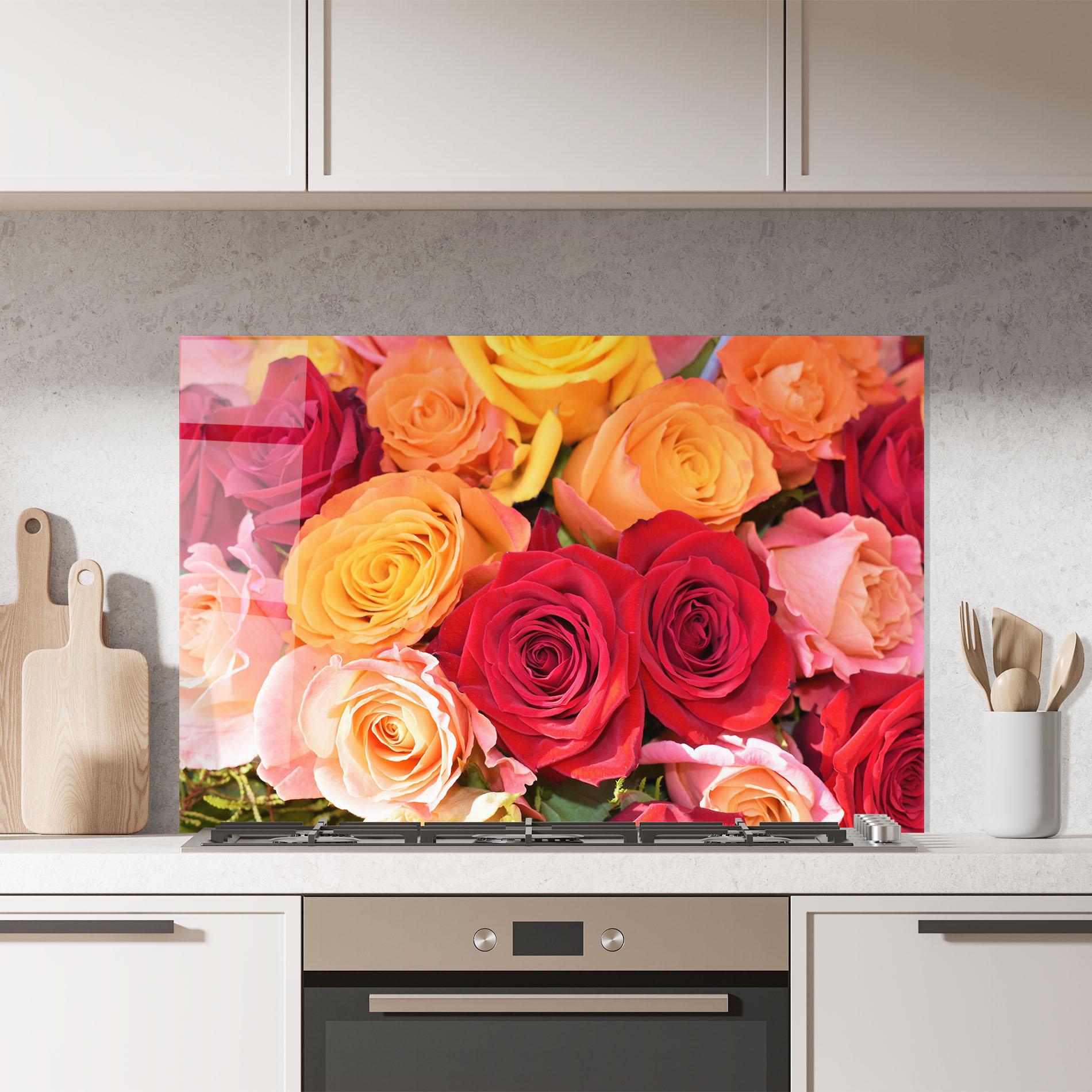 Panou Sticla Bucatarie Mixed Roses mockup 7