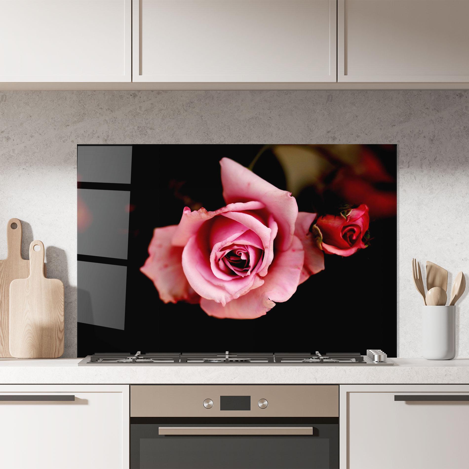 Panou Sticla Bucatarie Opened Pink Rose mockup 7