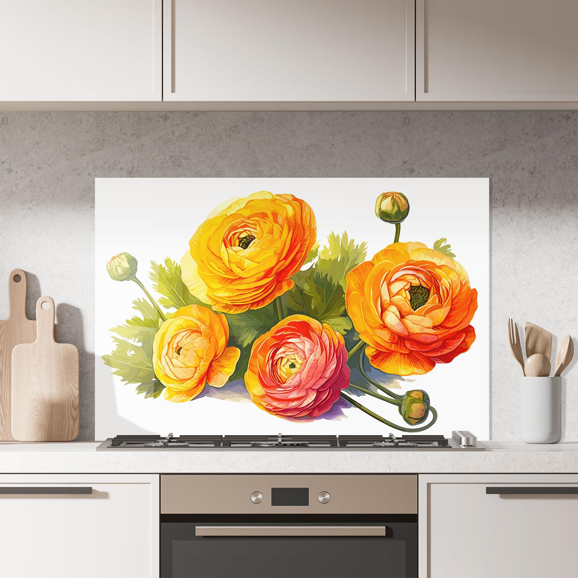 Panou Sticla Bucatarie Orange Roses mockup 7