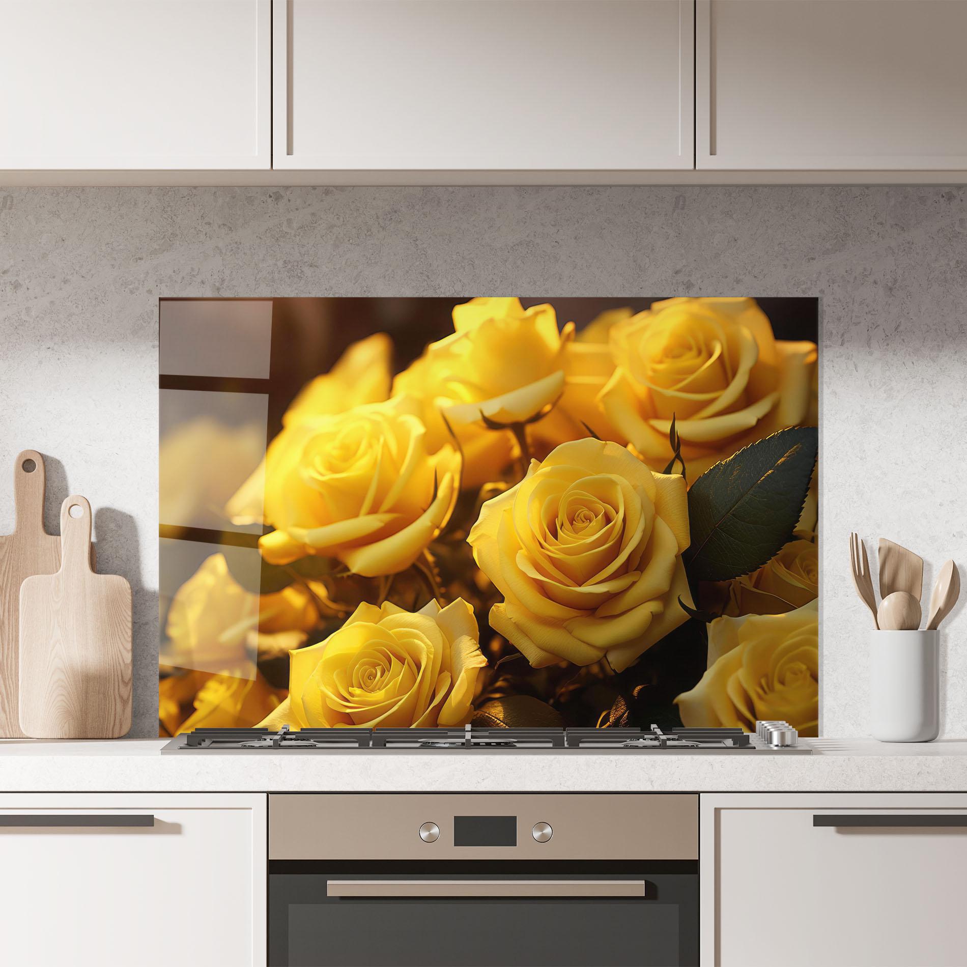 Panou Sticla Bucatarie Yellow Rose mockup 7