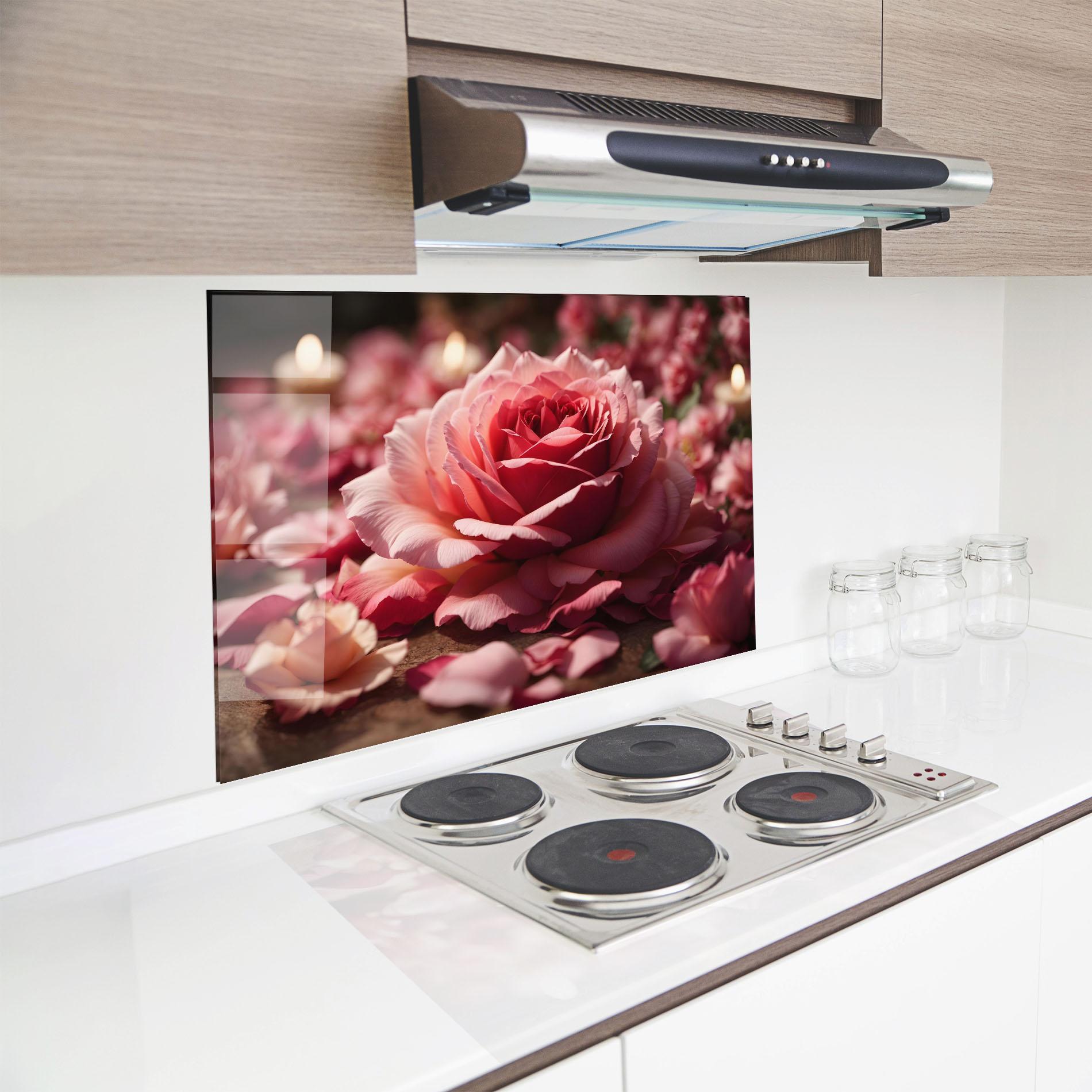 Panou Sticla Bucatarie Big Pink Rose mockup 8