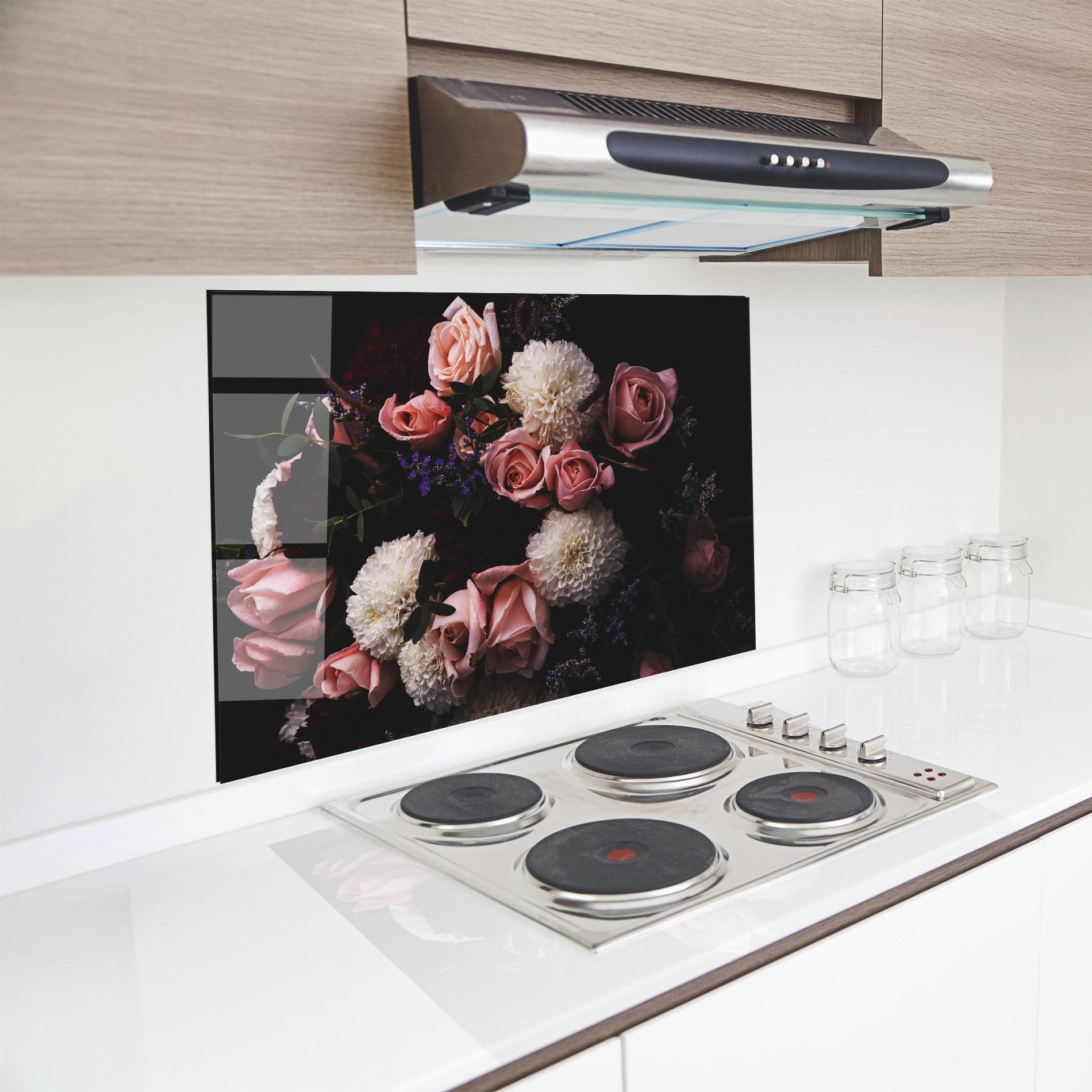 Panou Sticla Bucatarie Buchet De Trandafiri mockup 8