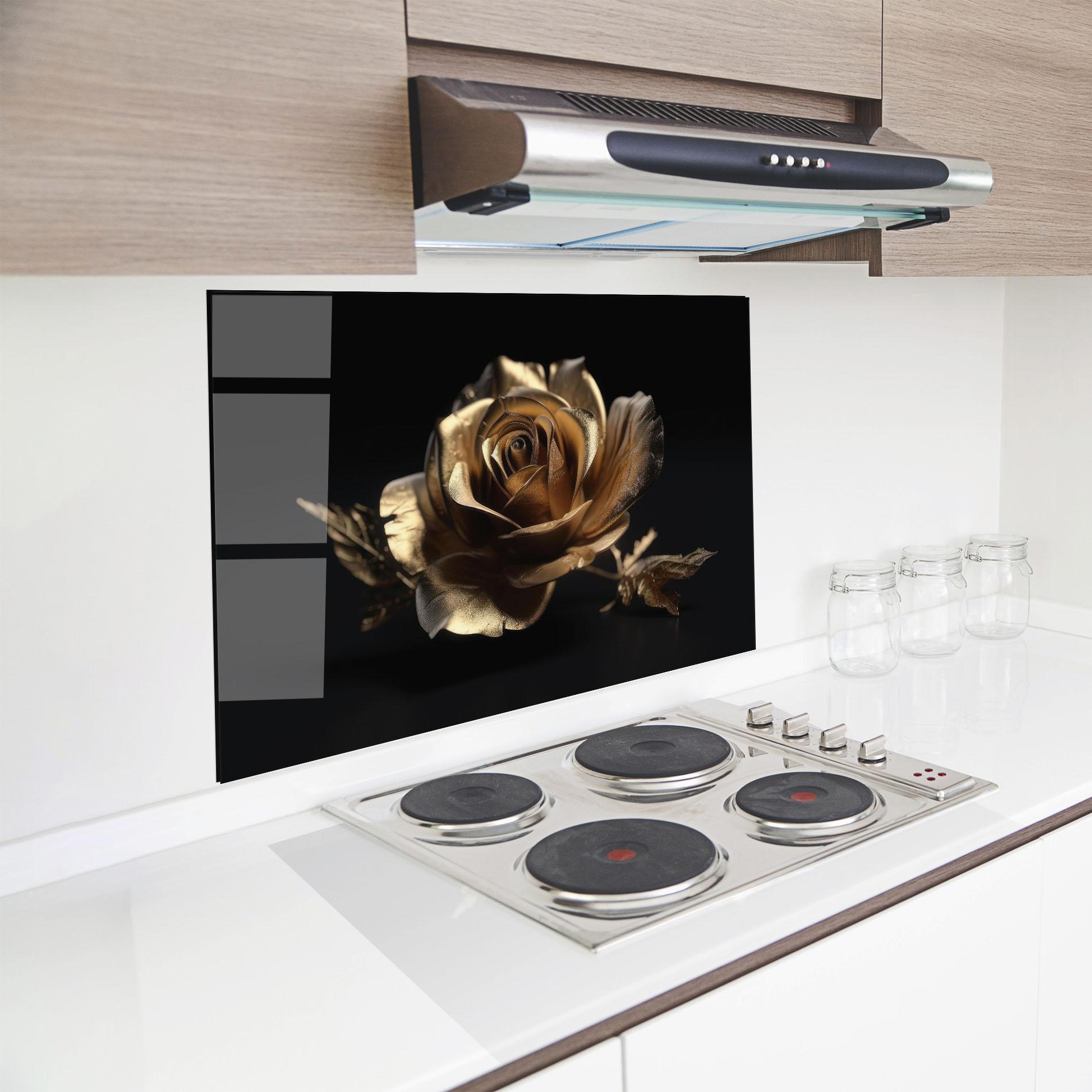 Panou Sticla Bucatarie Gold Rose mockup 8