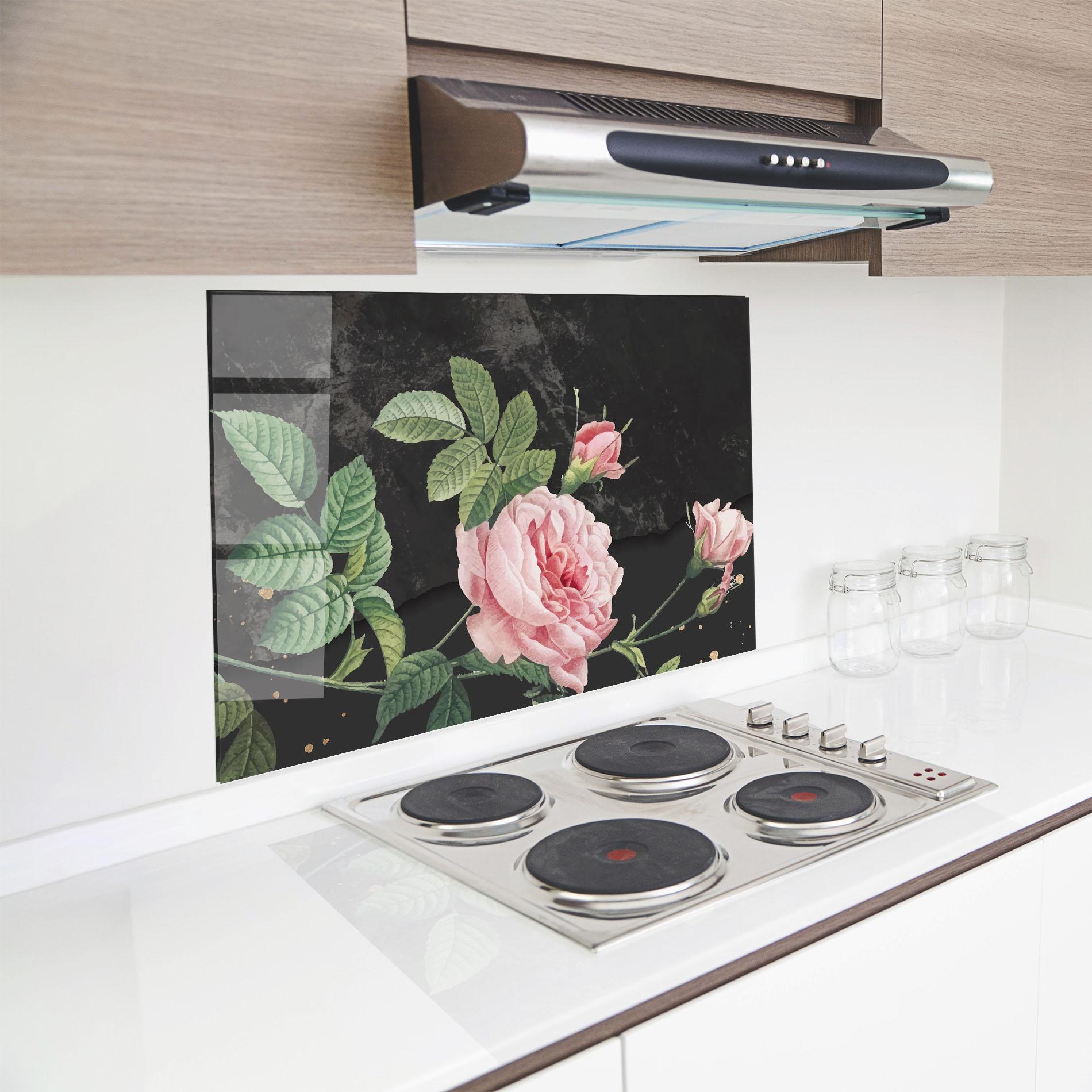 Panou Sticla Bucatarie Marble Roses mockup 8