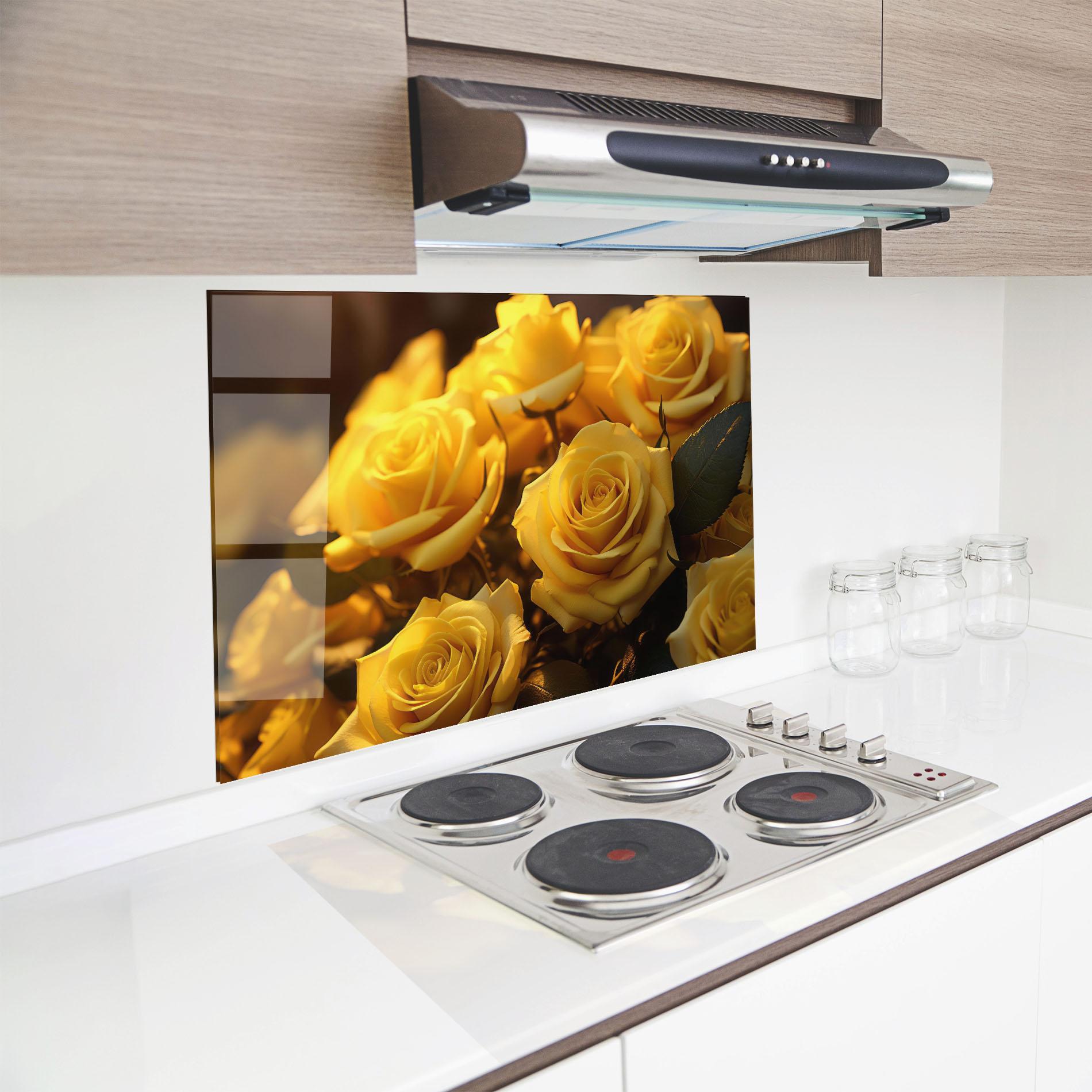 Panou Sticla Bucatarie Yellow Rose mockup 8