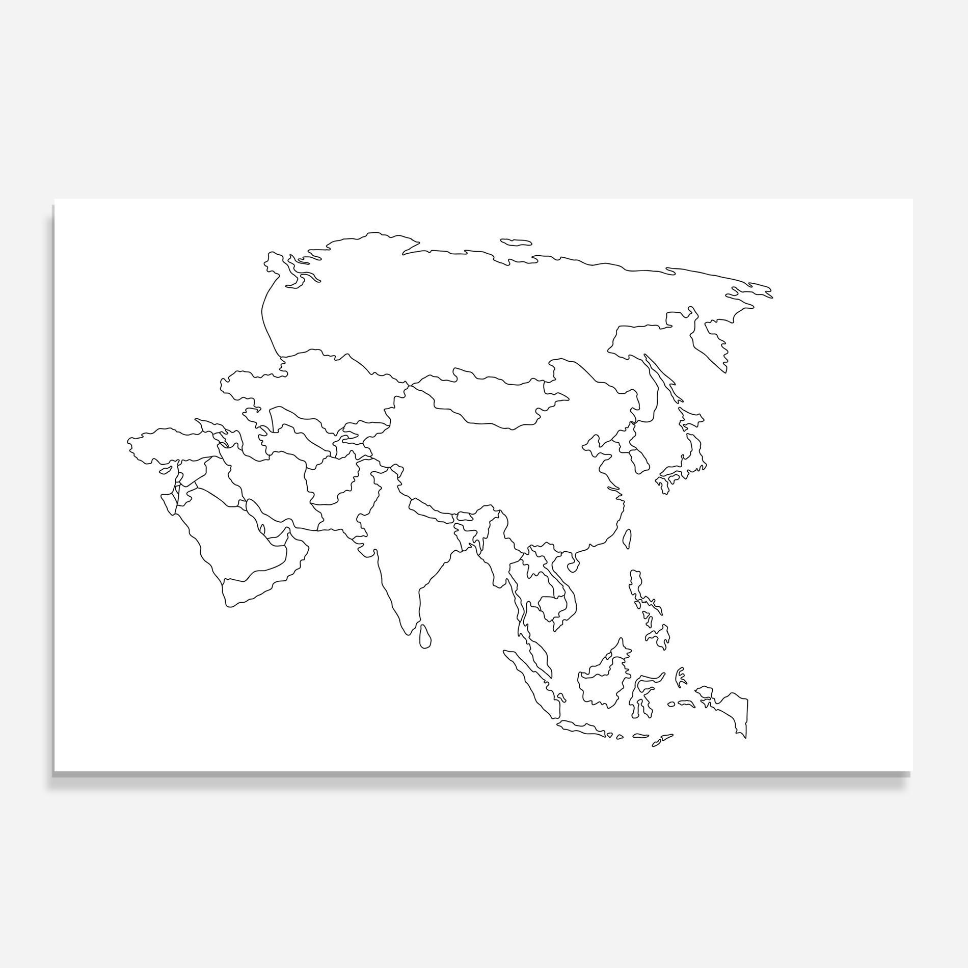 Panou Sticla Bucatarie Asia Map Line mockup 0