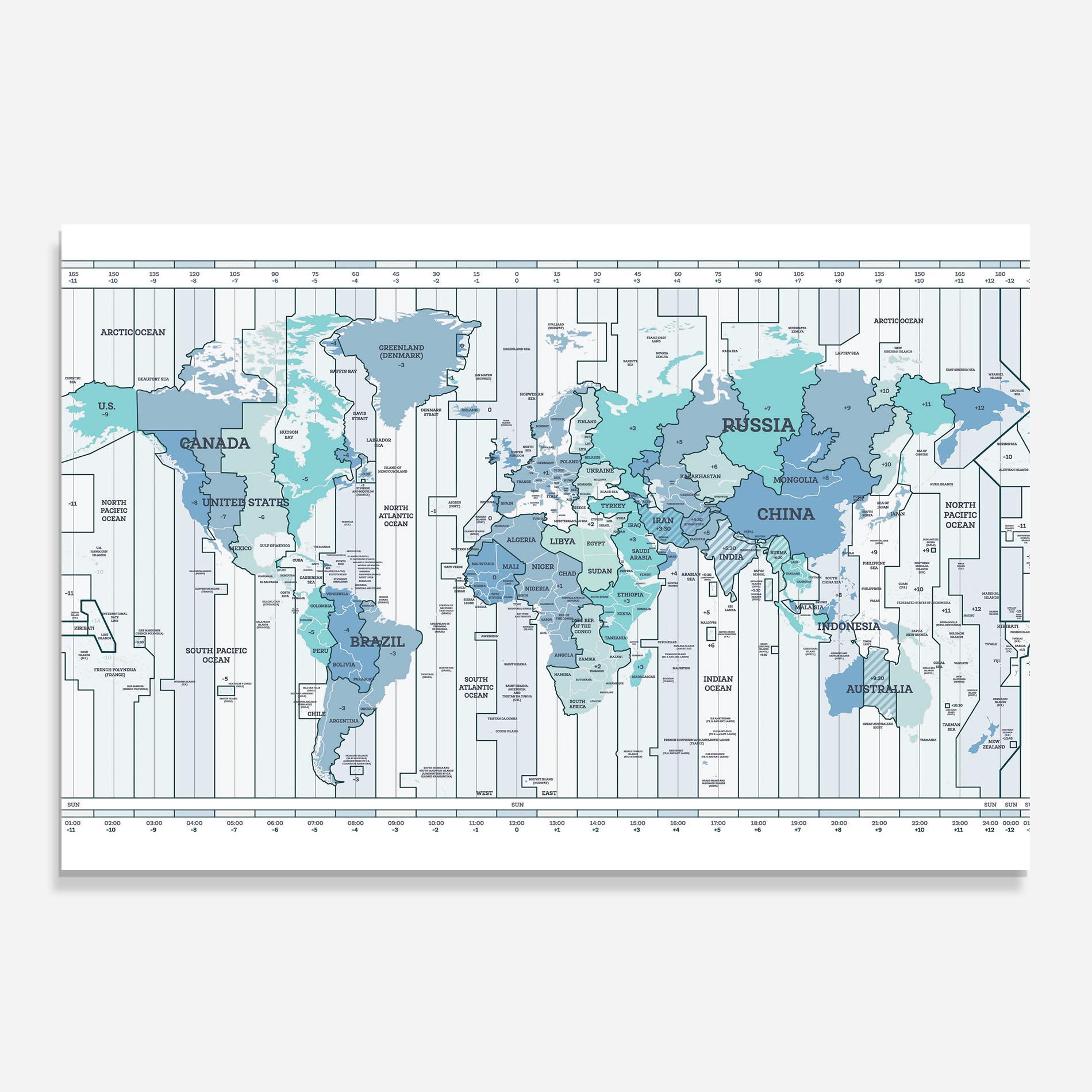 Panou Sticla Bucatarie Blue Green Map mockup 0