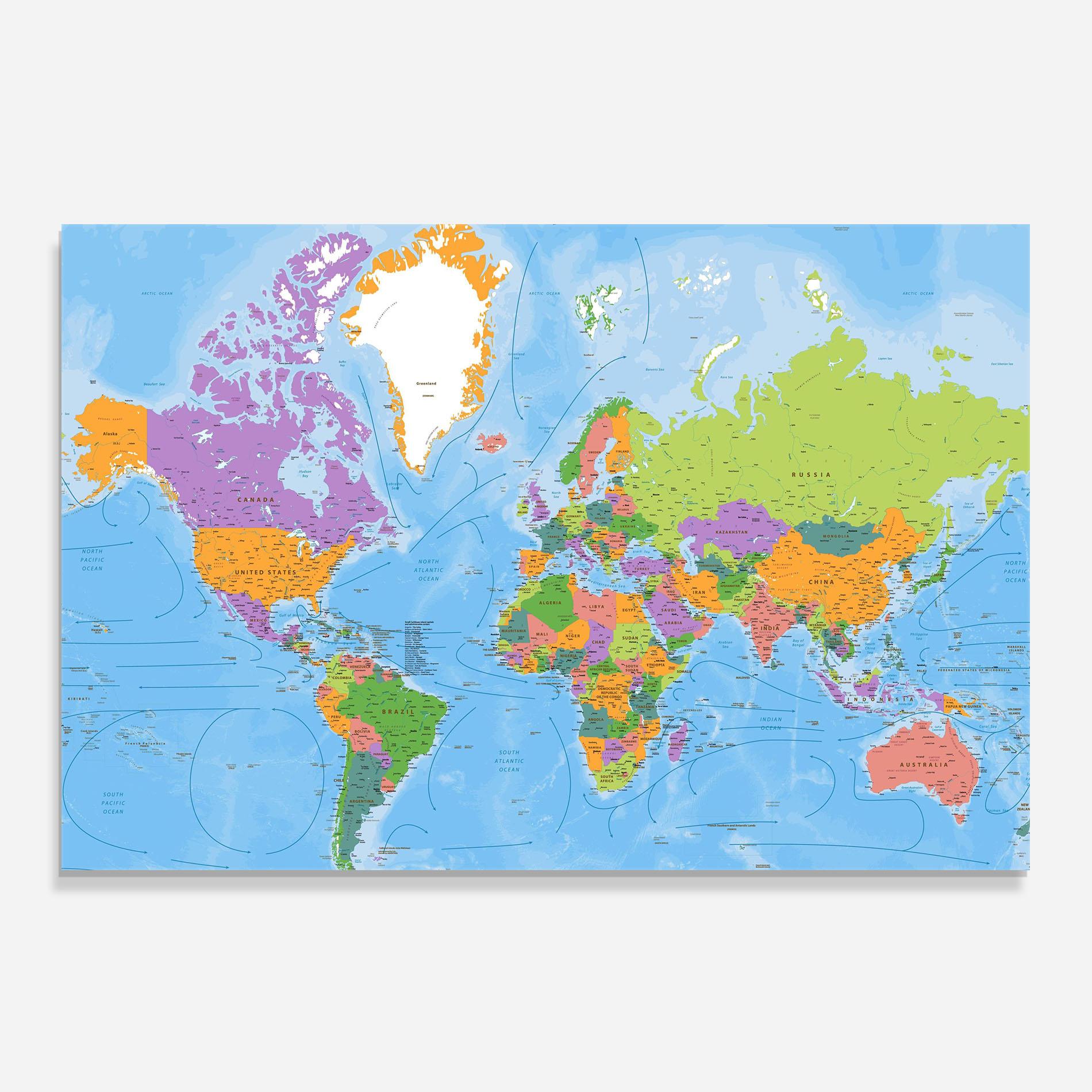 Panou Sticla Bucatarie Color World Map mockup 0