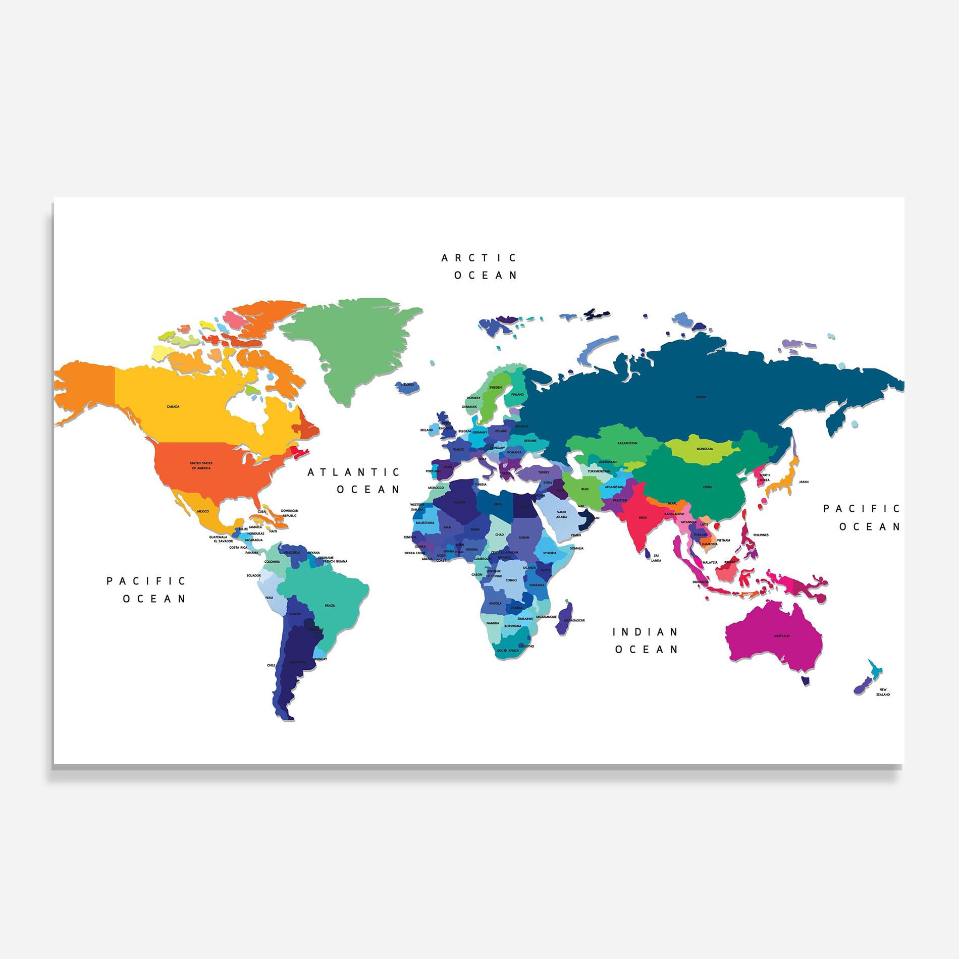 Panou Sticla Bucatarie Colored Continents Map mockup 0