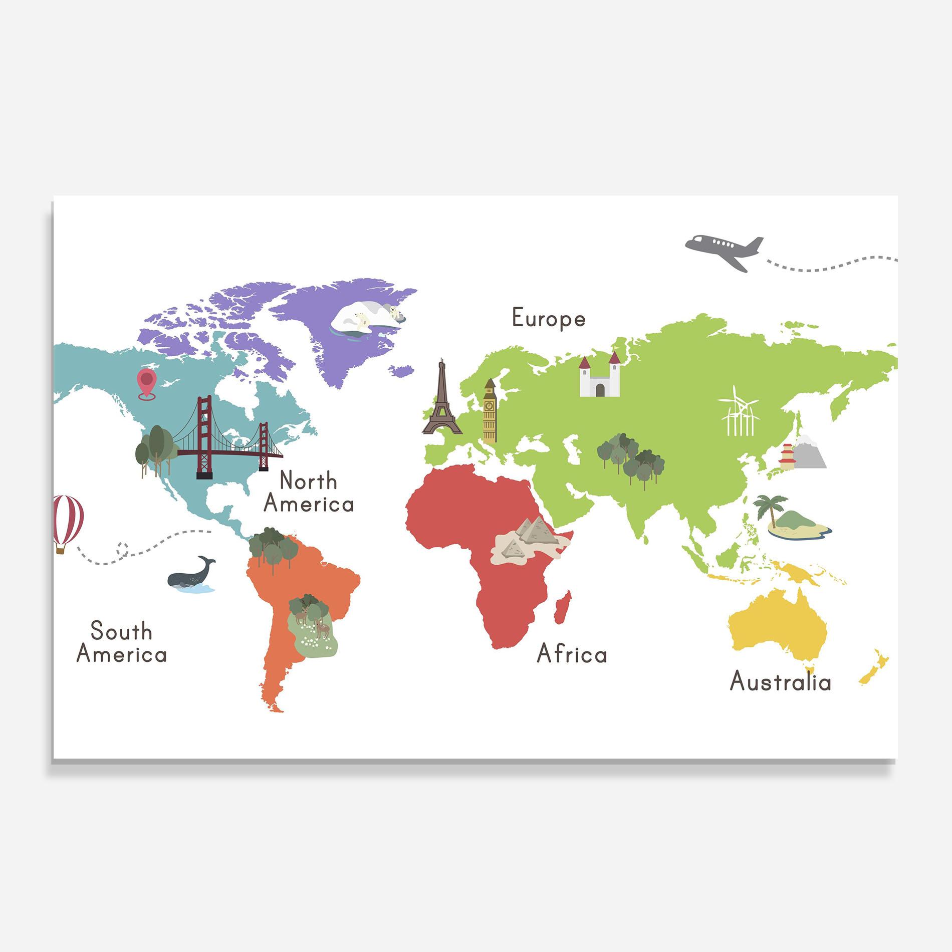 Panou Sticla Bucatarie Colored World Map mockup 0
