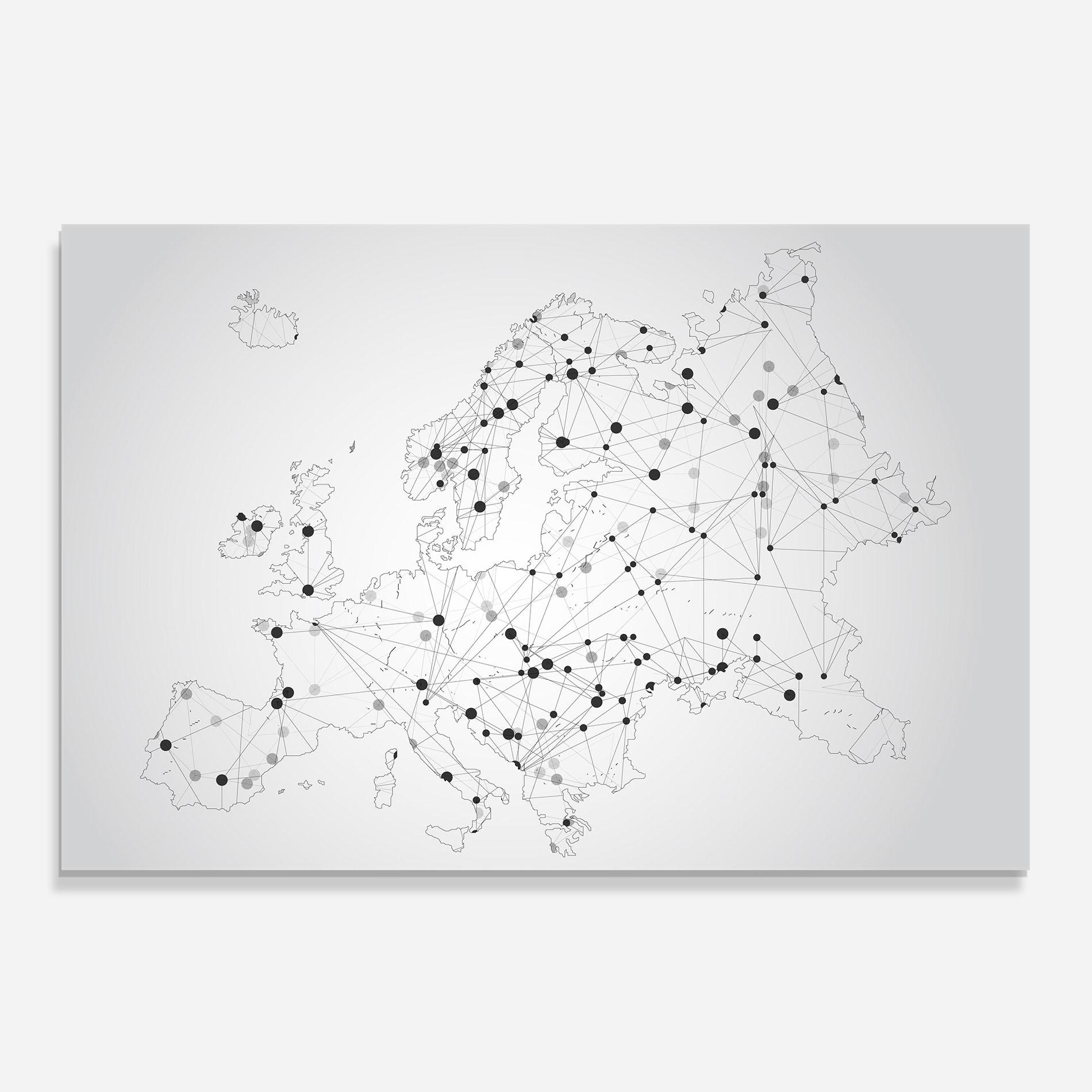 Panou Sticla Bucatarie Europe Line Map mockup 0