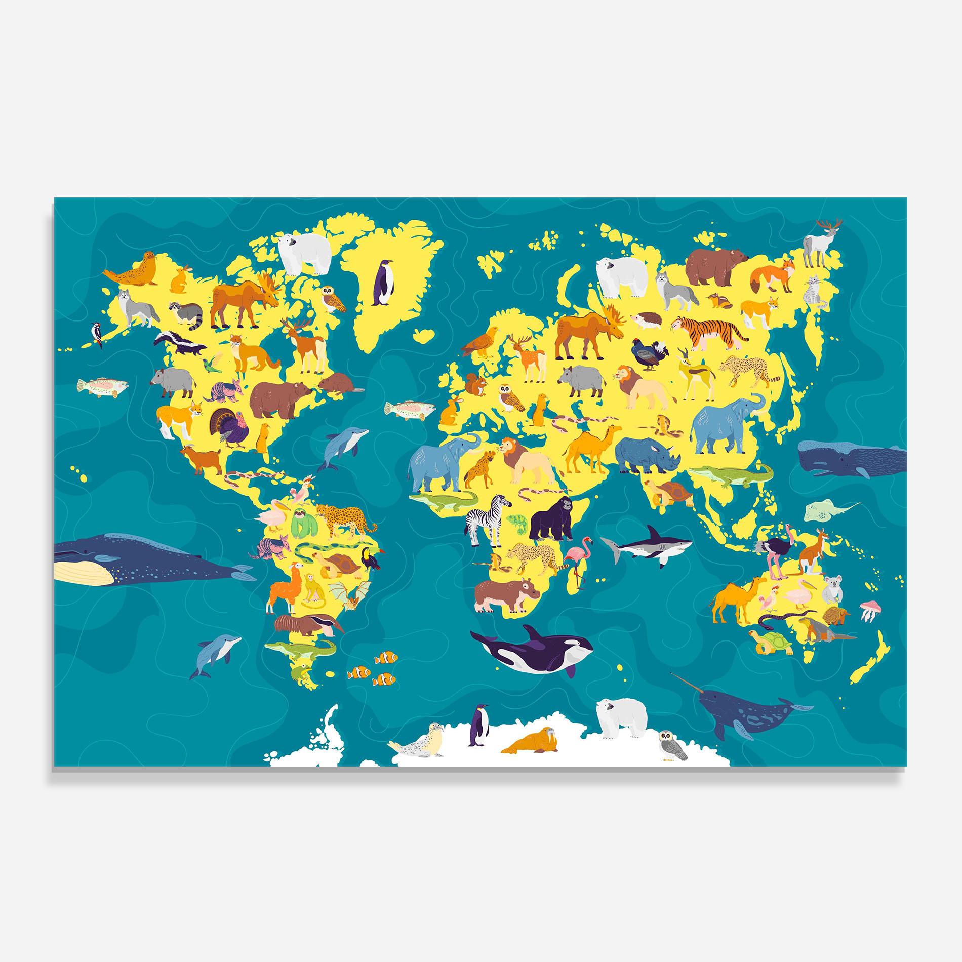 Panou Sticla Bucatarie Whale World Map mockup 0