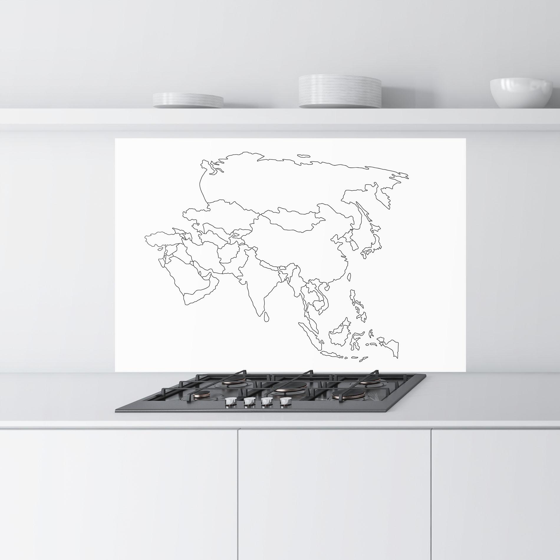 Panou Sticla Bucatarie Asia Map Line mockup 9