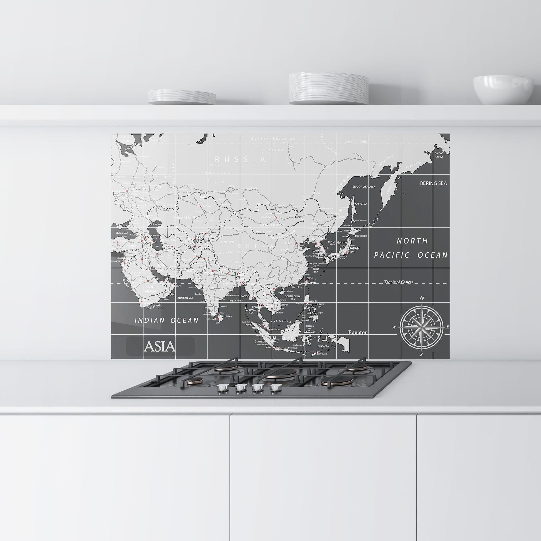 Panou Sticla Bucatarie Asia Minimal Map mockup 9