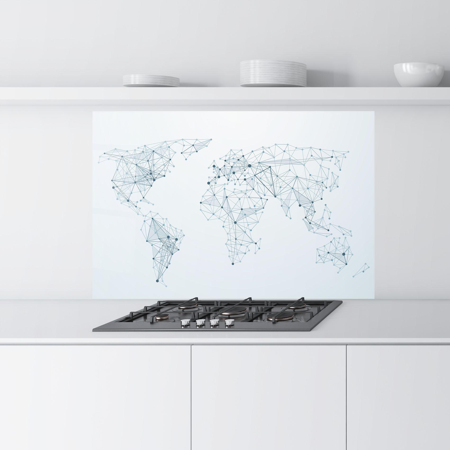 Panou Sticla Bucatarie Blue Line Map mockup 9