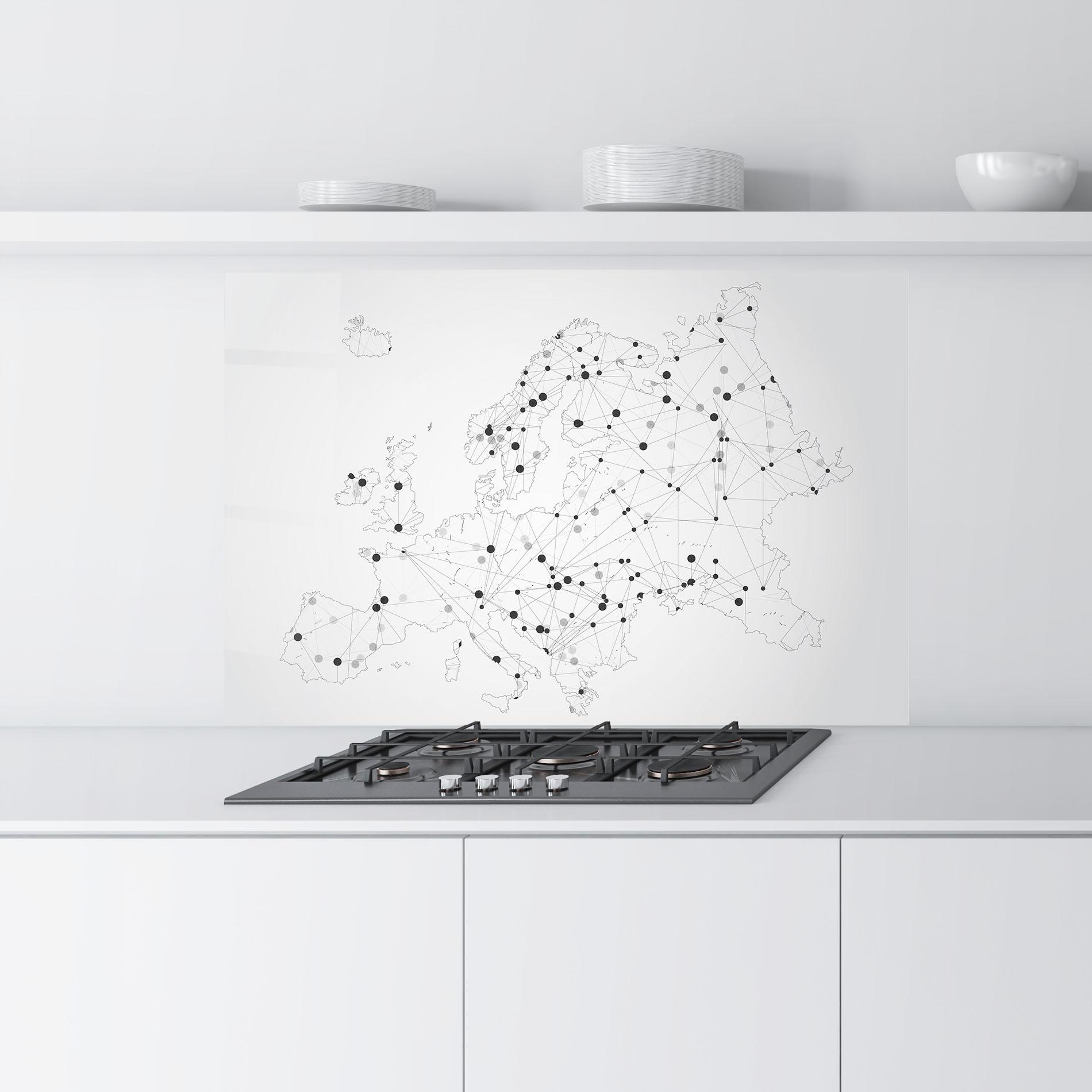 Panou Sticla Bucatarie Europe Line Map mockup 9