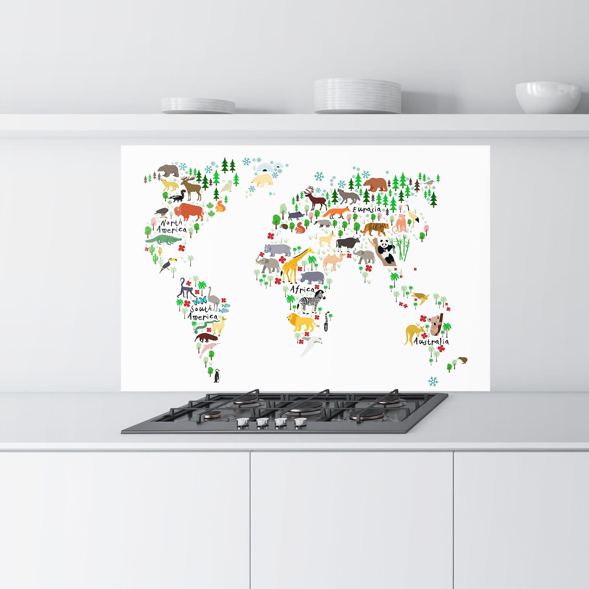 Panou Sticla Bucatarie Jungle World Map mockup 9