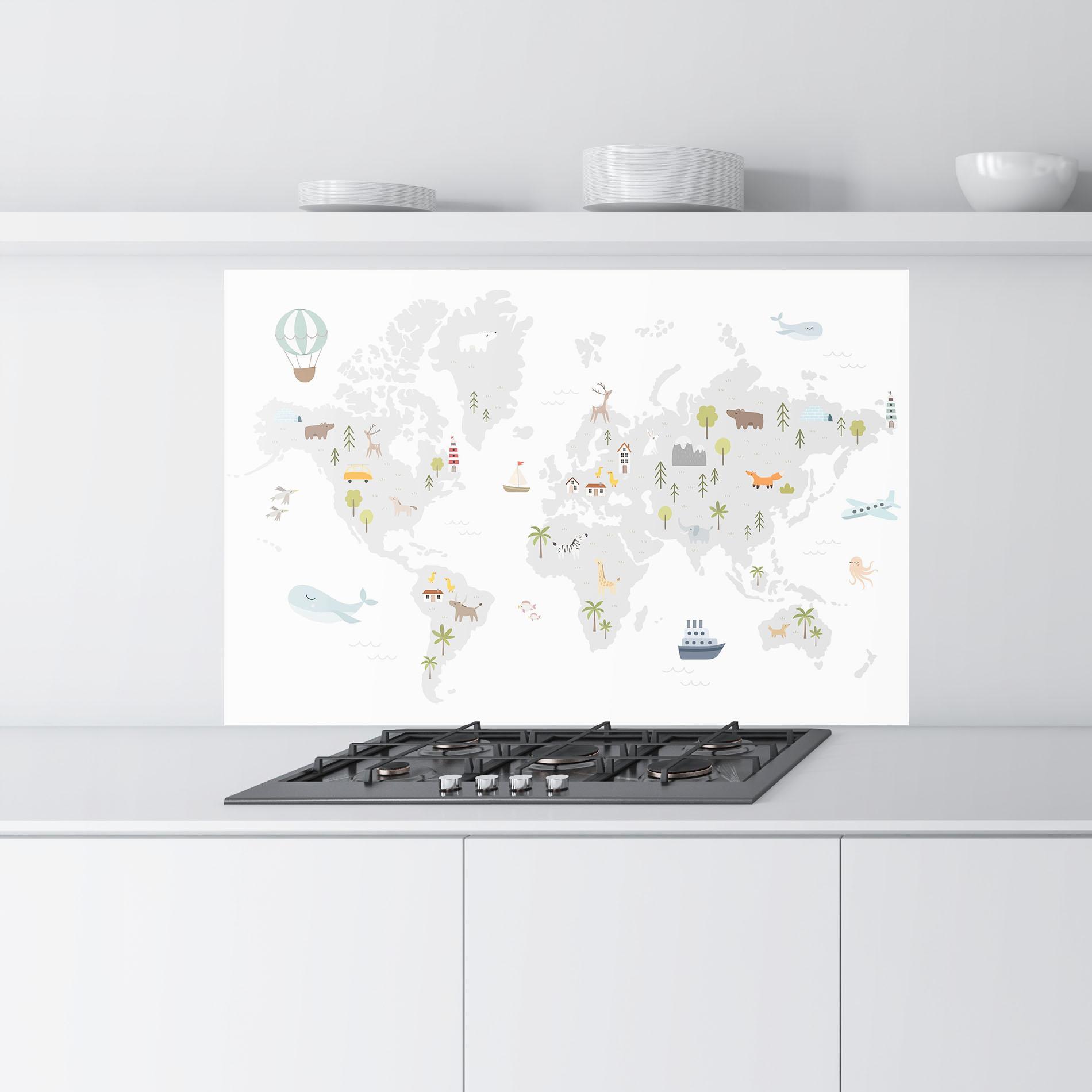 Panou Sticla Bucatarie Pretty Grey Map mockup 9