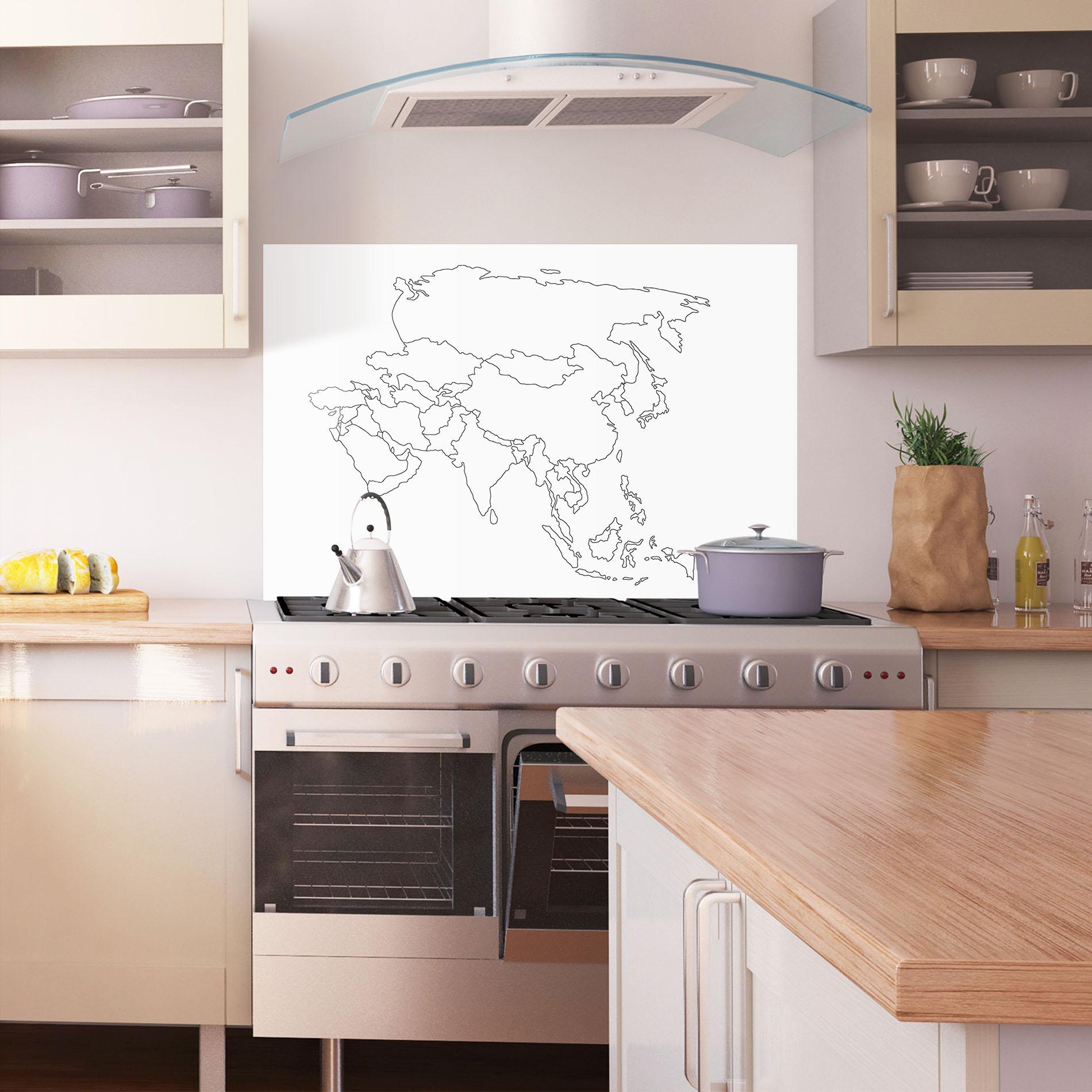 Panou Sticla Bucatarie Asia Map Line mockup 1