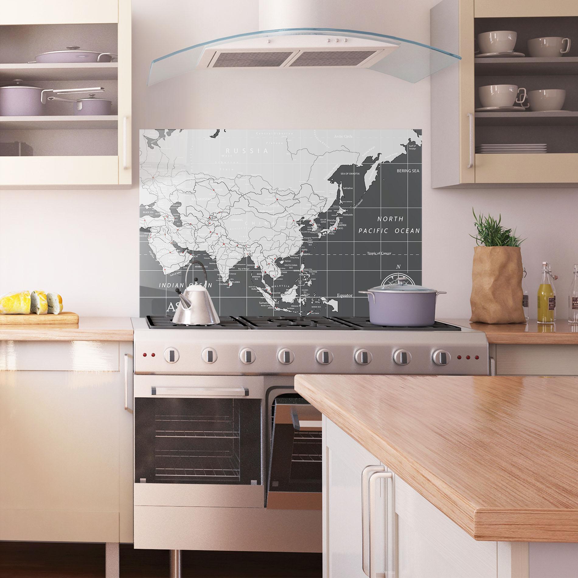 Panou Sticla Bucatarie Asia Minimal Map mockup 1