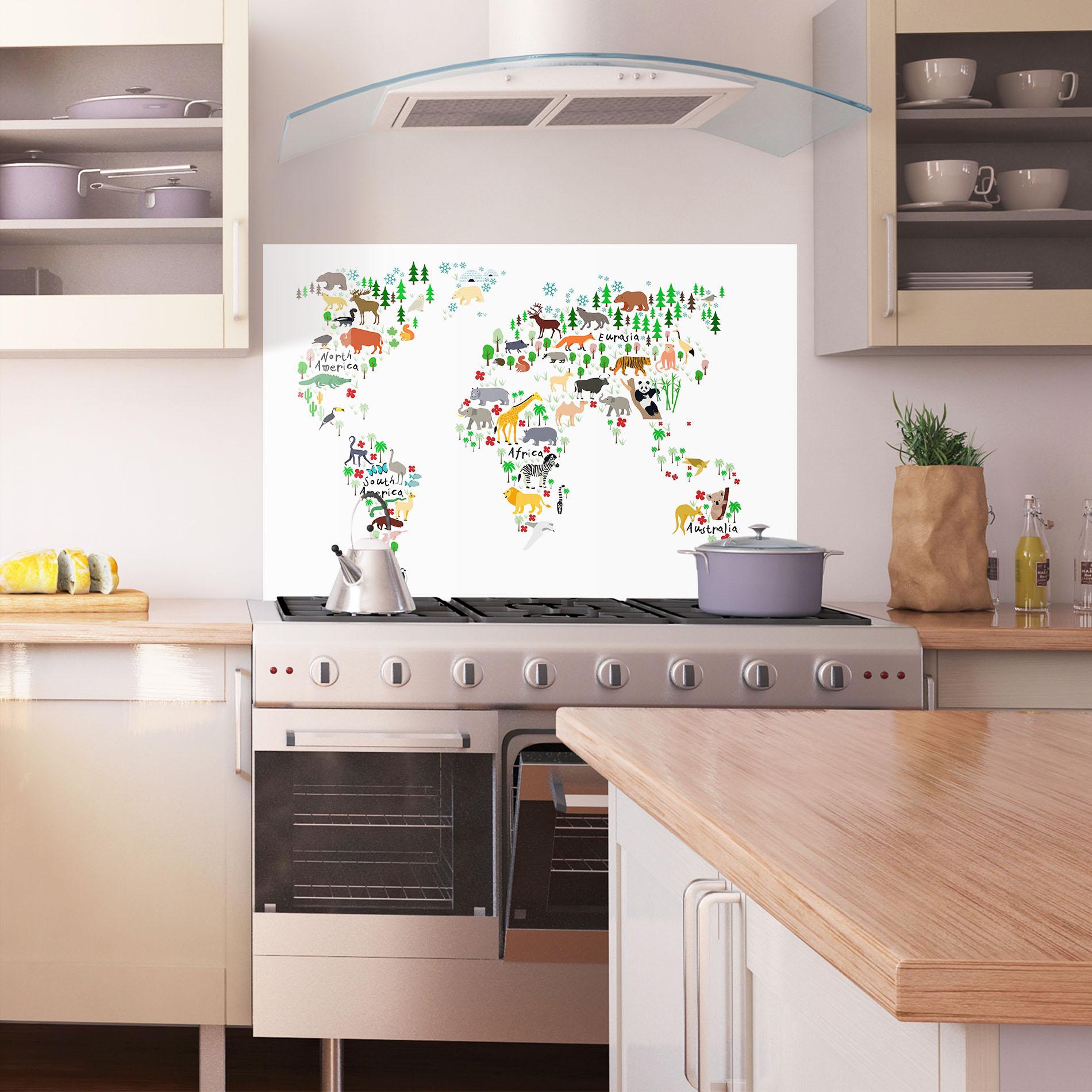Panou Sticla Bucatarie Jungle World Map mockup 1