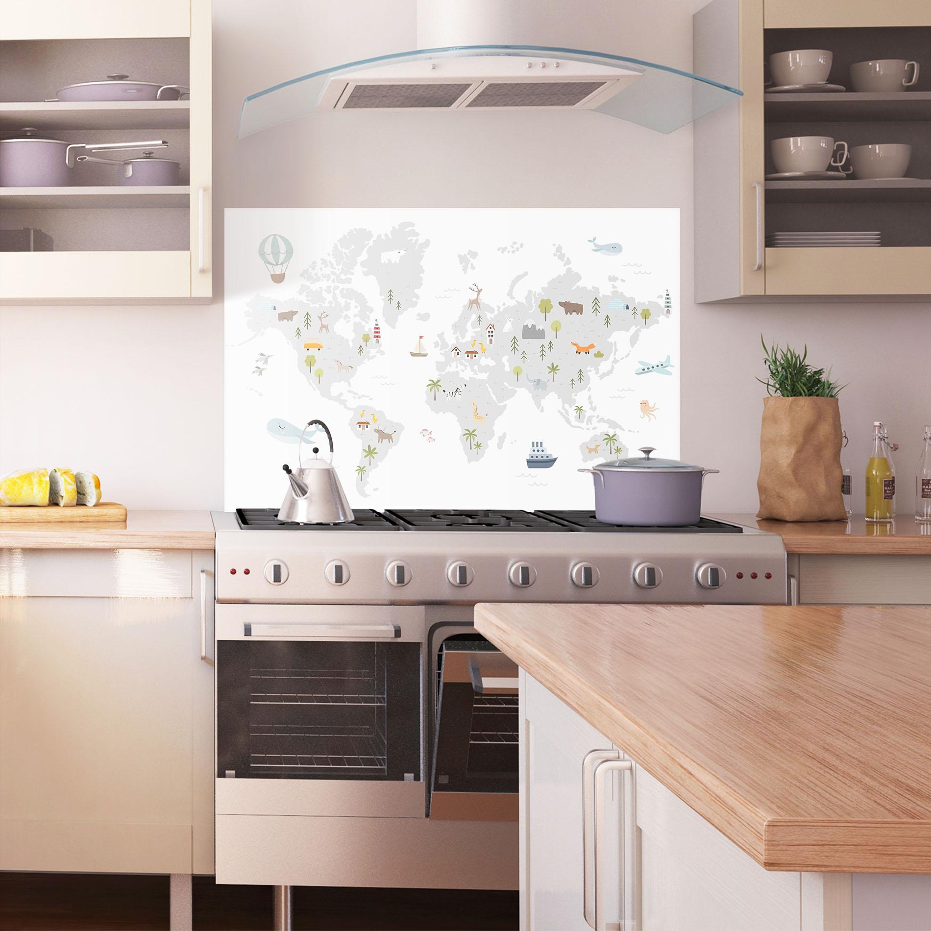 Panou Sticla Bucatarie Pretty Grey Map mockup 1