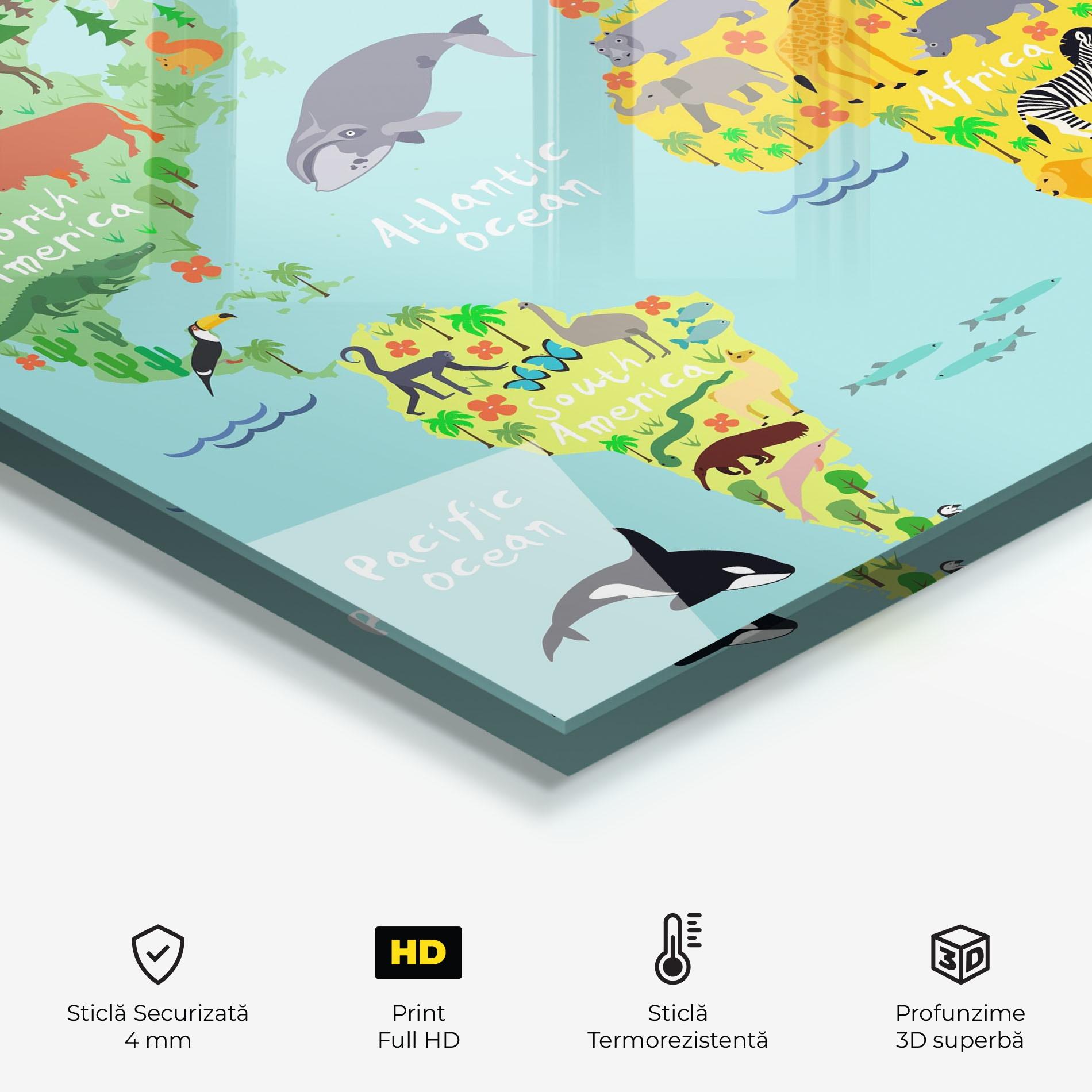 Panou Sticla Bucatarie Animal World Map mockup 2