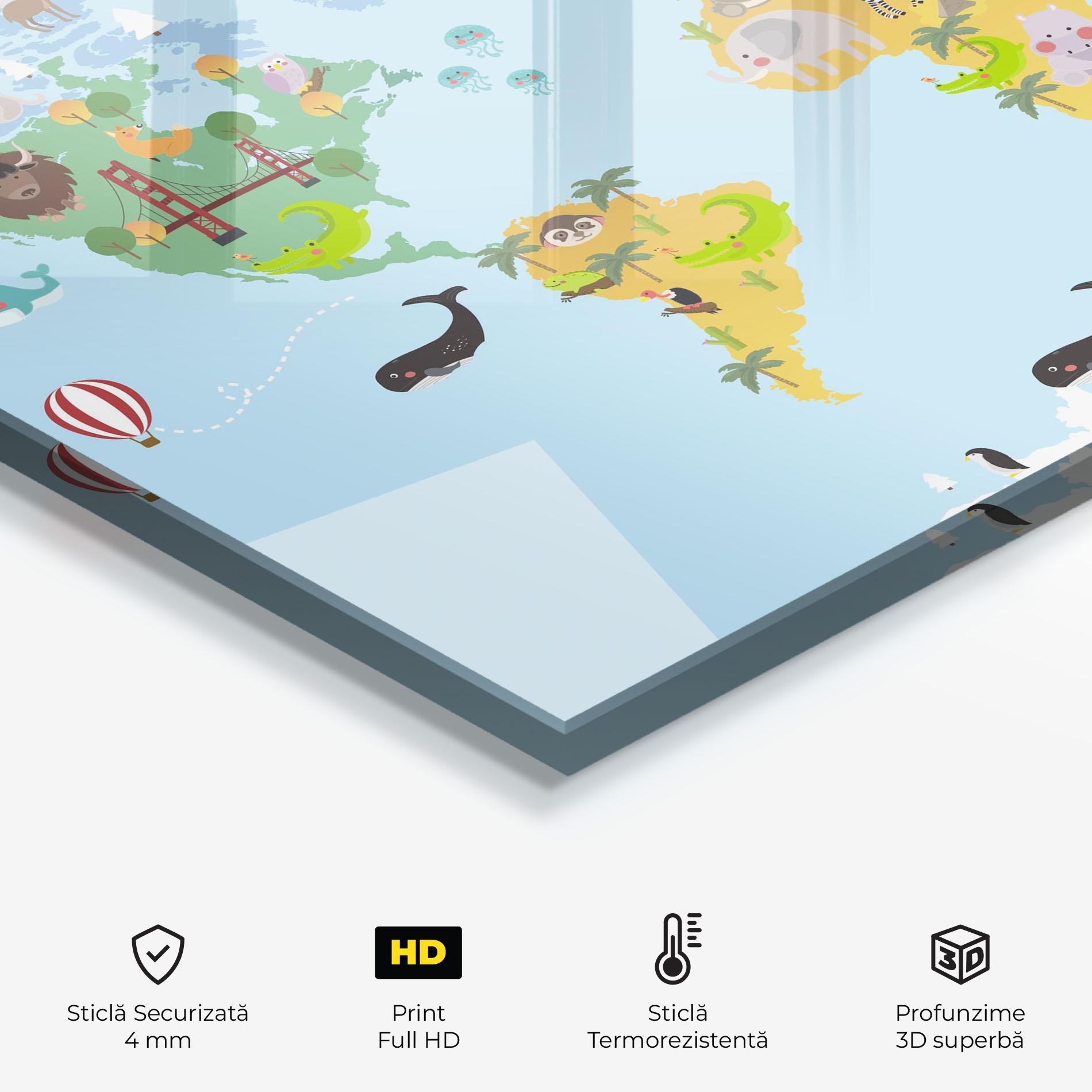 Panou Sticla Bucatarie Animals Cute Map mockup 2