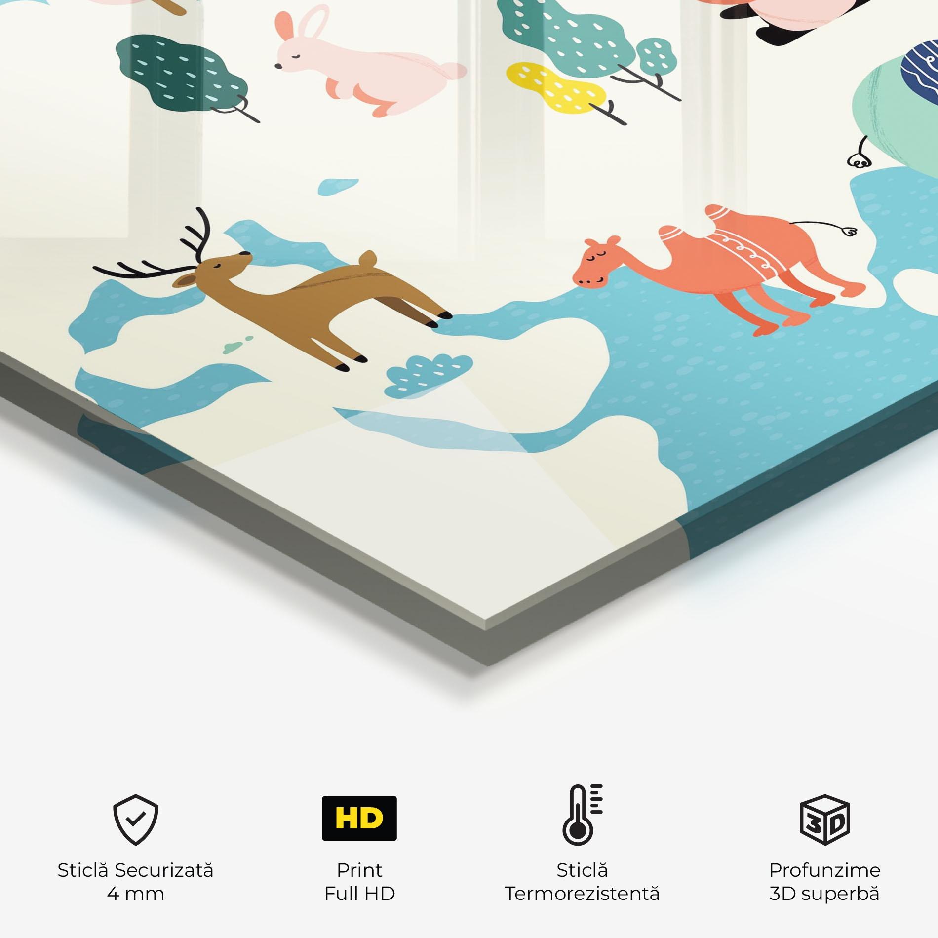 Panou Sticla Bucatarie Asia Cute Map mockup 2