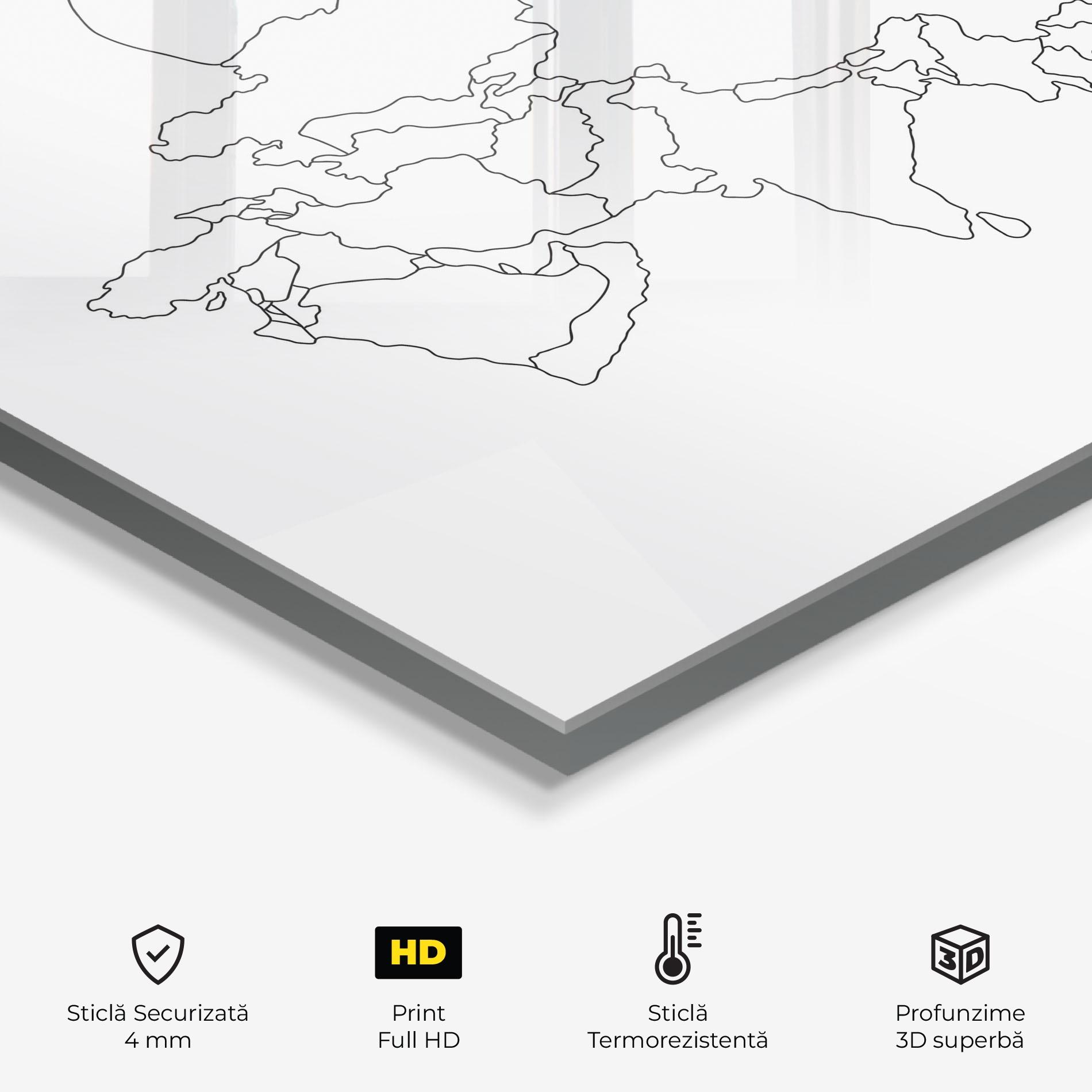 Panou Sticla Bucatarie Asia Map Line mockup 2