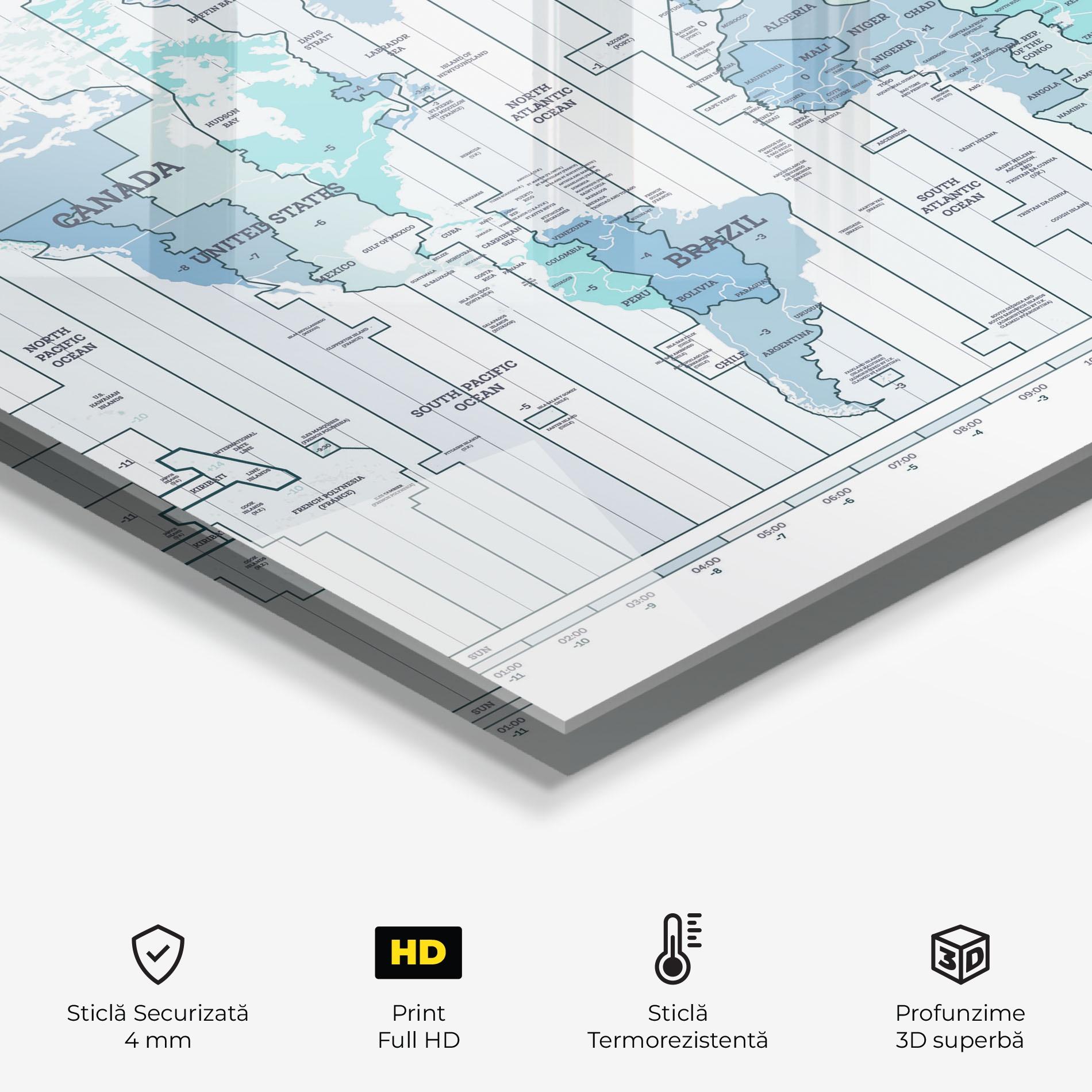 Panou Sticla Bucatarie Blue Green Map mockup 2