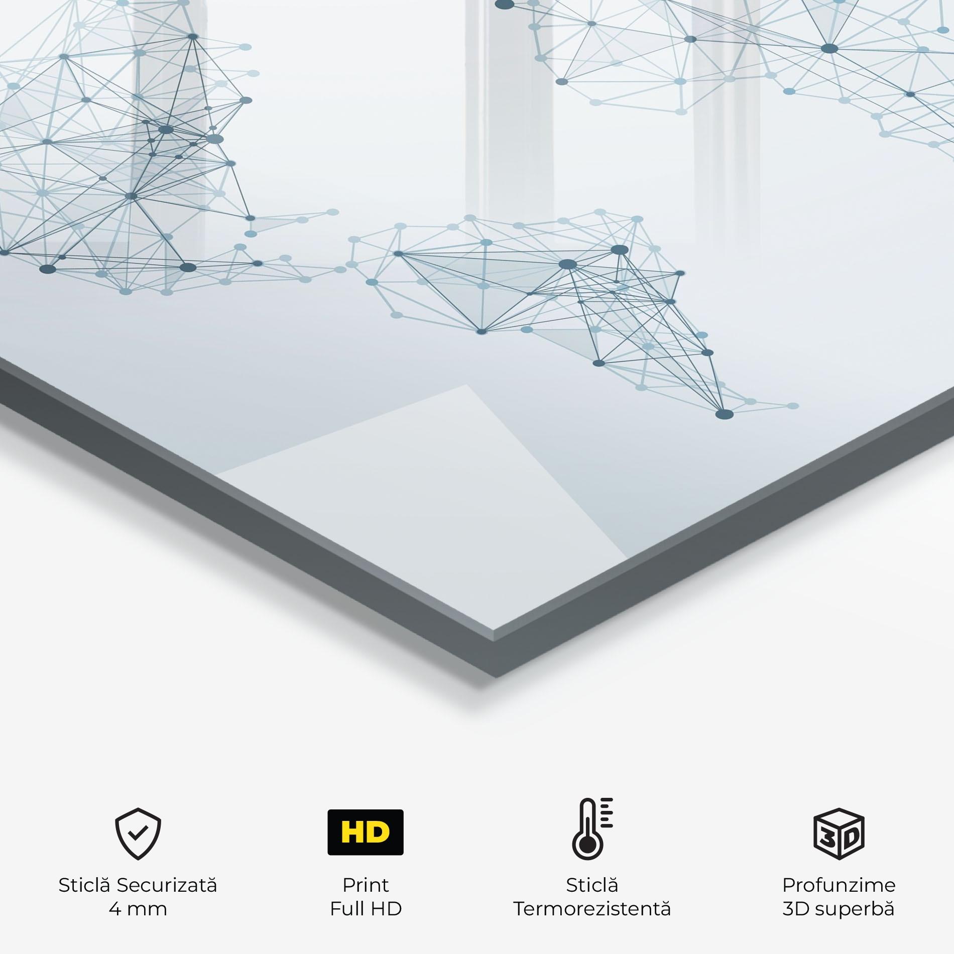 Panou Sticla Bucatarie Blue Line Map mockup 2