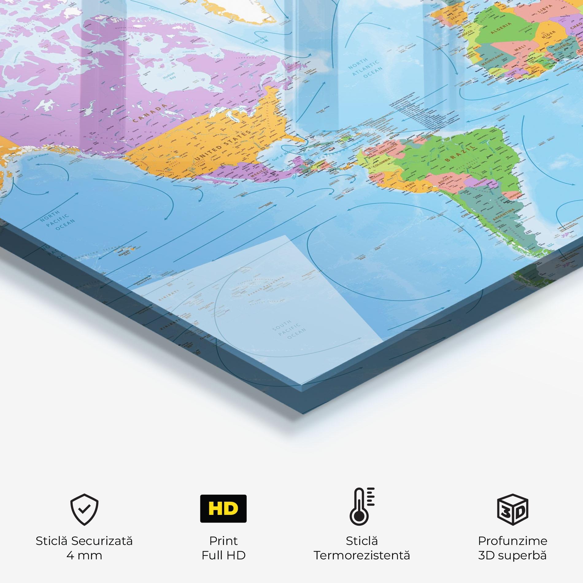 Panou Sticla Bucatarie Color World Map mockup 2