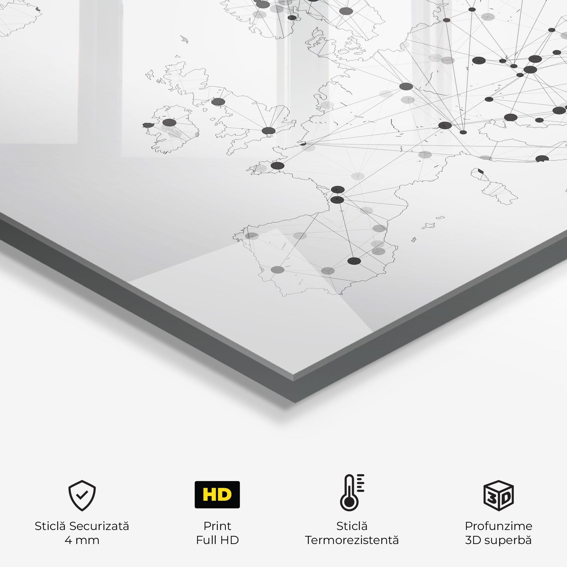 Panou Sticla Bucatarie Europe Line Map mockup 2