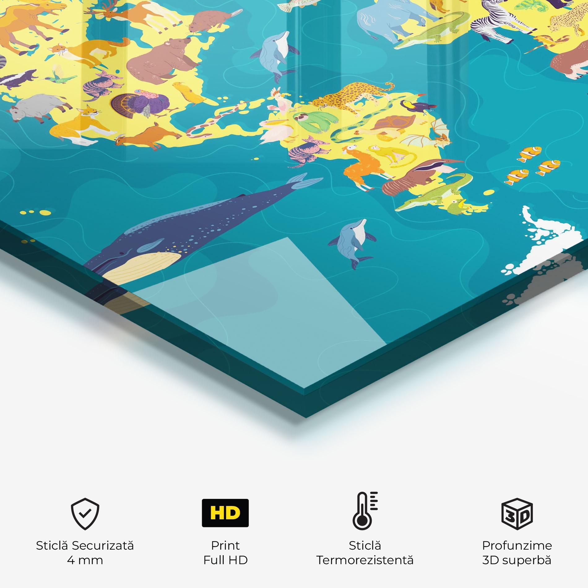 Panou Sticla Bucatarie Whale World Map mockup 2