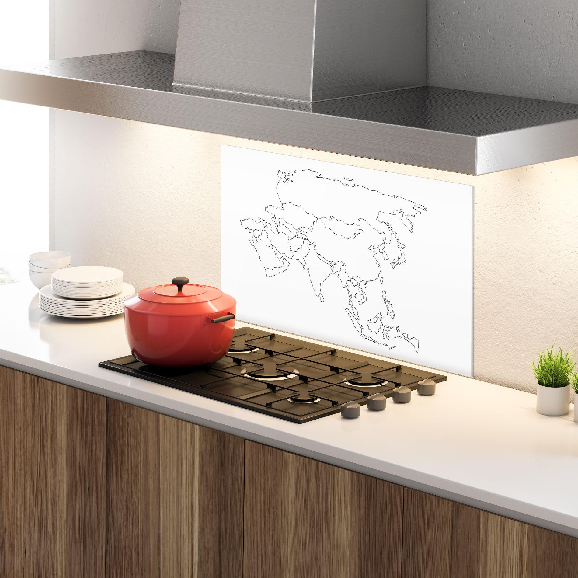 Panou Sticla Bucatarie Asia Map Line mockup 4