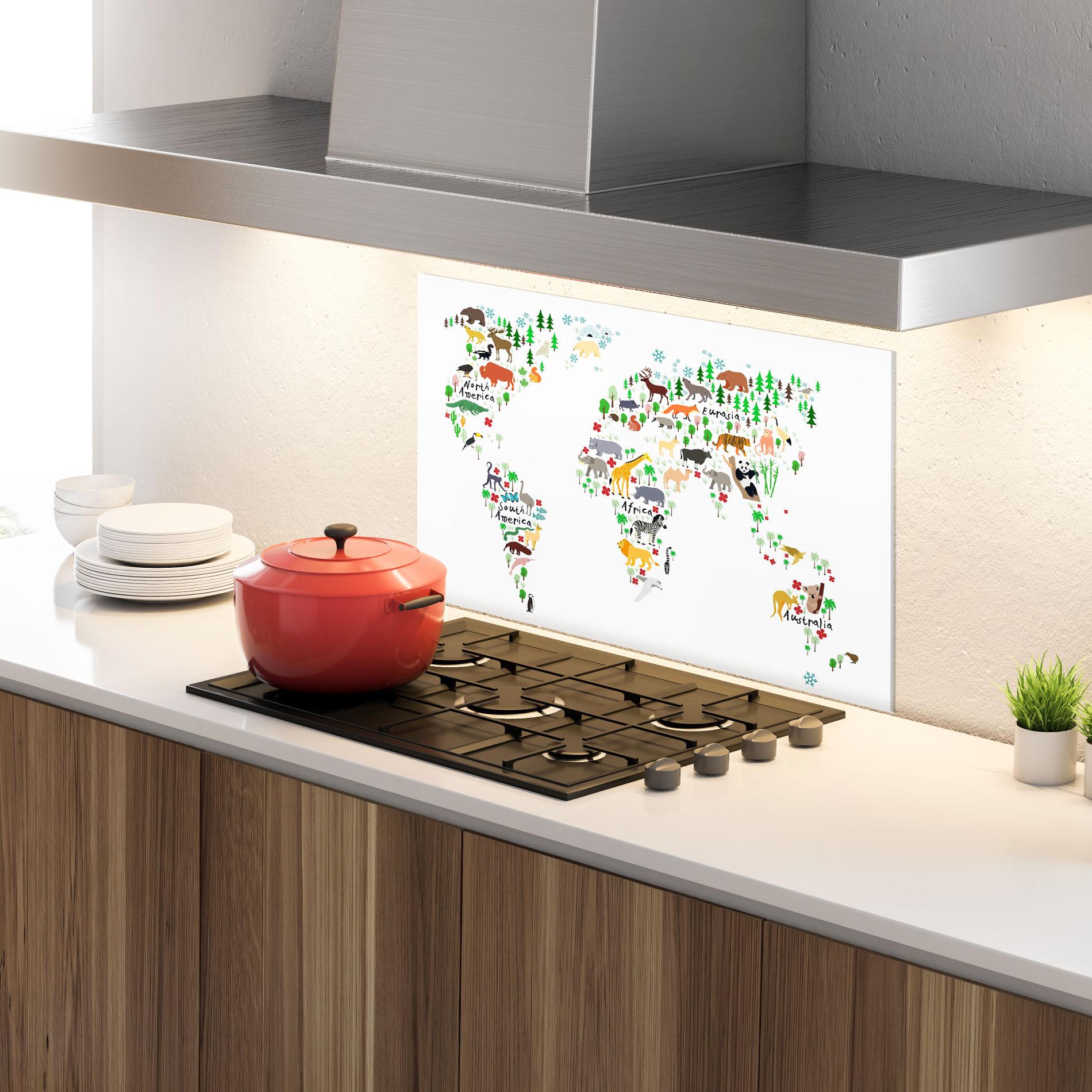 Panou Sticla Bucatarie Jungle World Map mockup 4