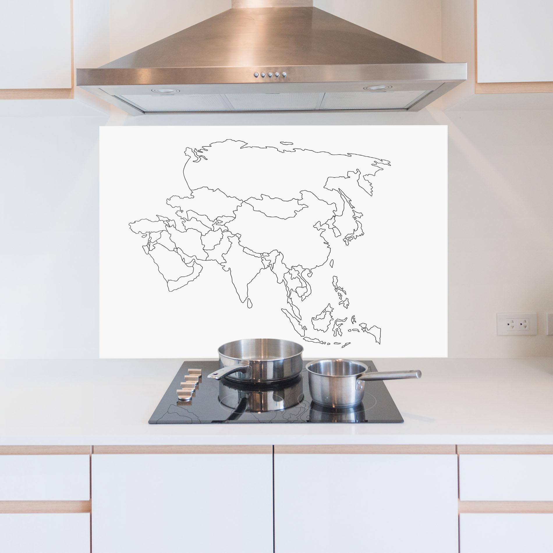 Panou Sticla Bucatarie Asia Map Line mockup 5