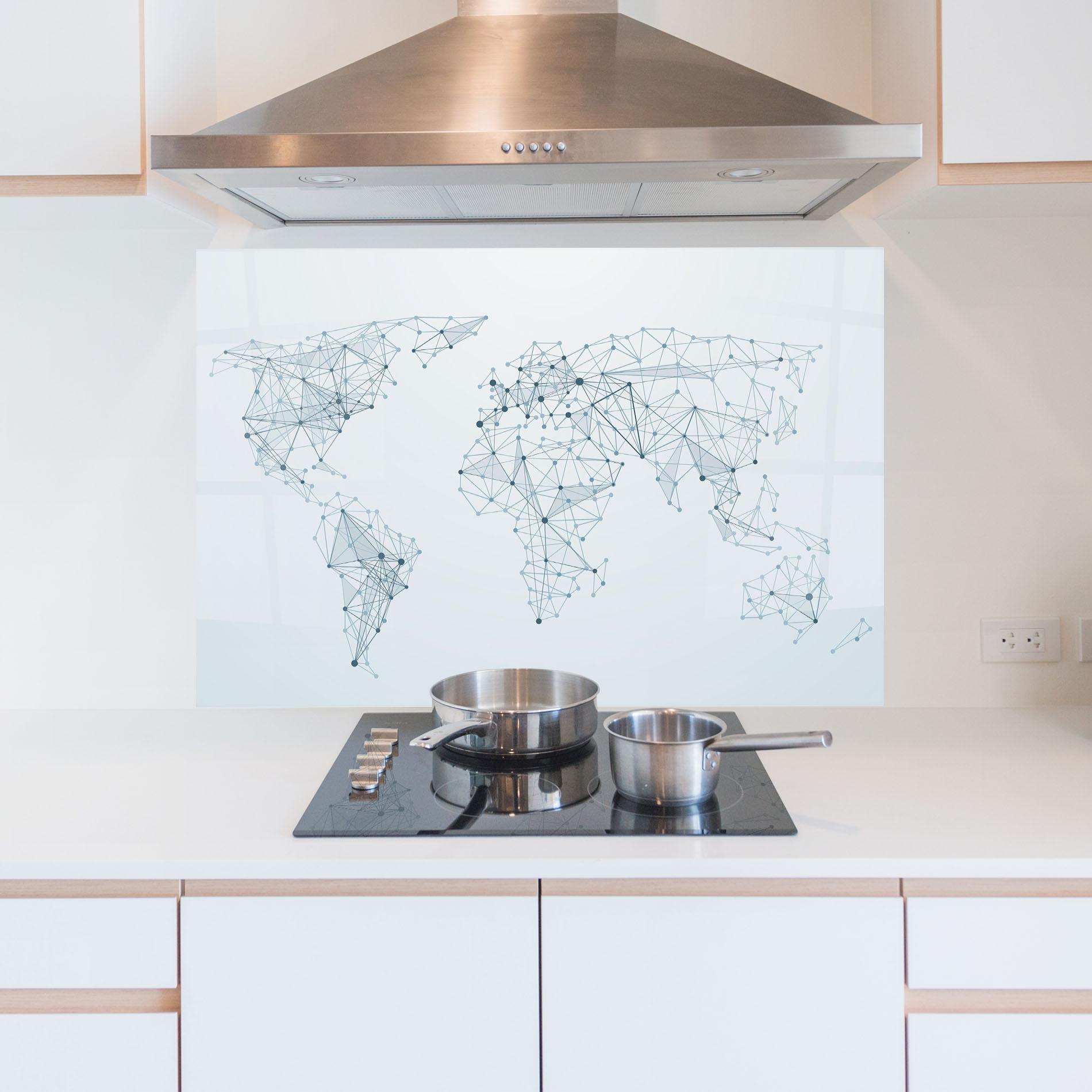 Panou Sticla Bucatarie Blue Line Map mockup 5